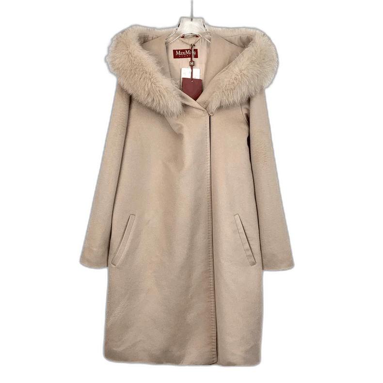 Max Mara Maxmara apricot hooded fur collar cashmere coat Size US S / EU 44-46 / 1 - 1 Thumbnail