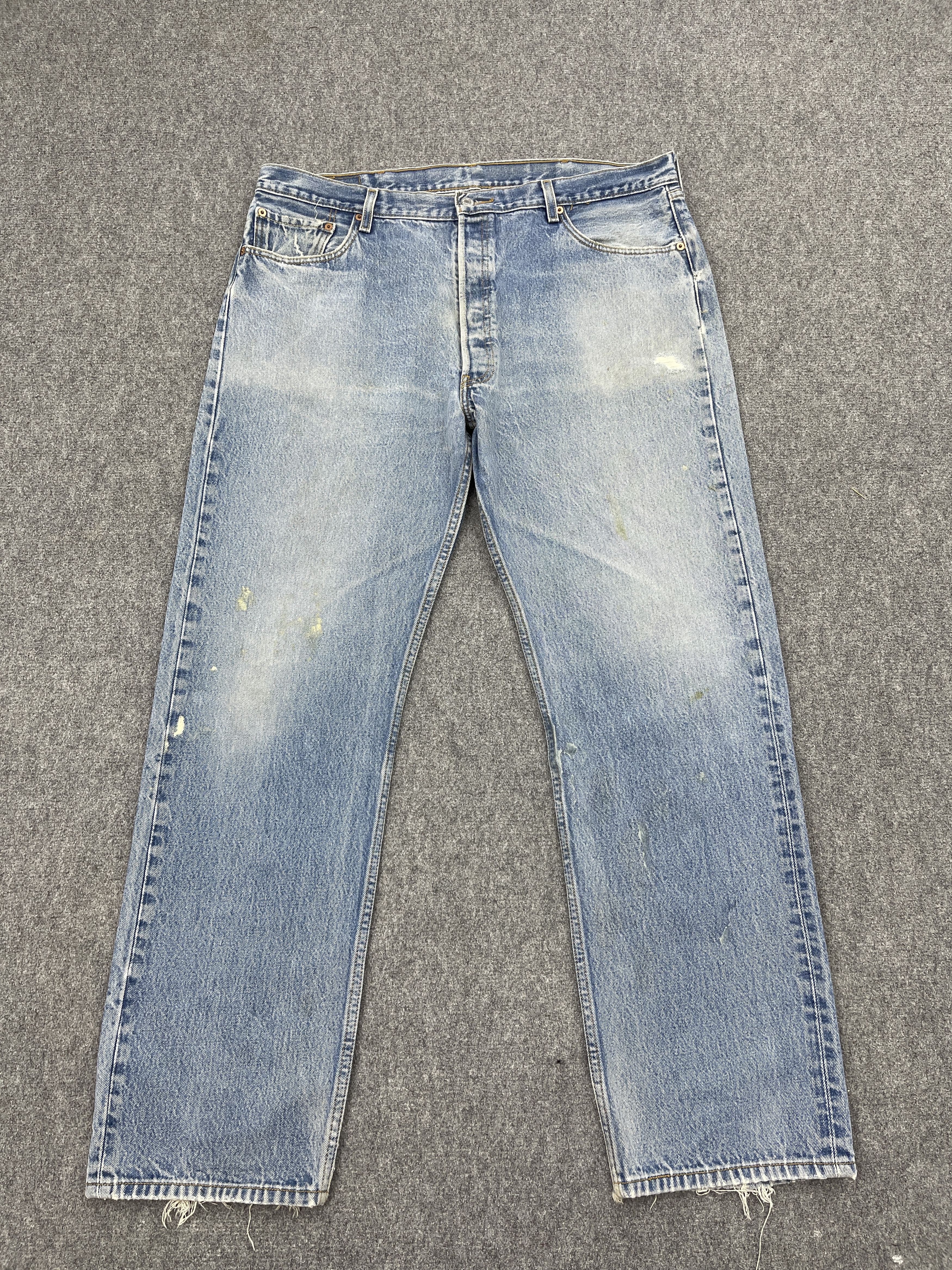image of 90's Levis 501 Faded Blue Jeans in Blue Denim, Men's (Size 37)