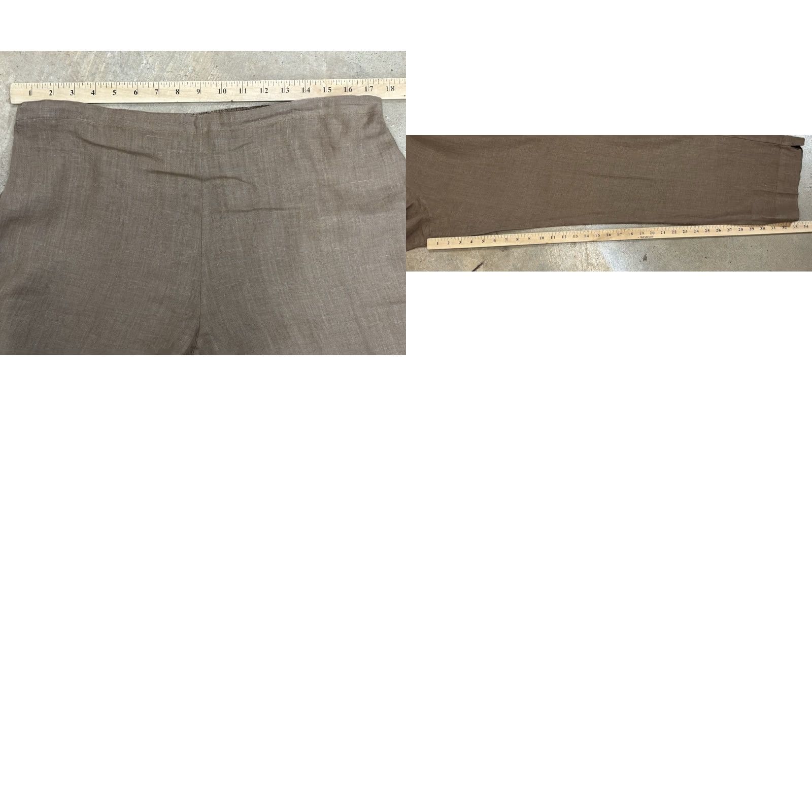 Vintage Bryn Walker Pants Womens XL Brown 100% Linen Tapered Ankle Elastic Waist USA Casual Size 40" / US 18 - 8 Thumbnail