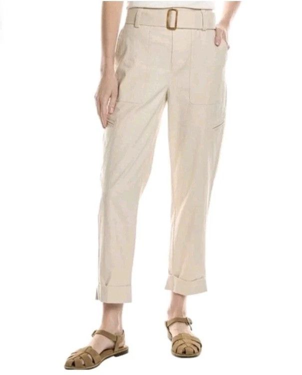 Vince Vince Pants Tan Cargo Linen Blend Belted Cuffed Size S Size 29" - 2 Thumbnail