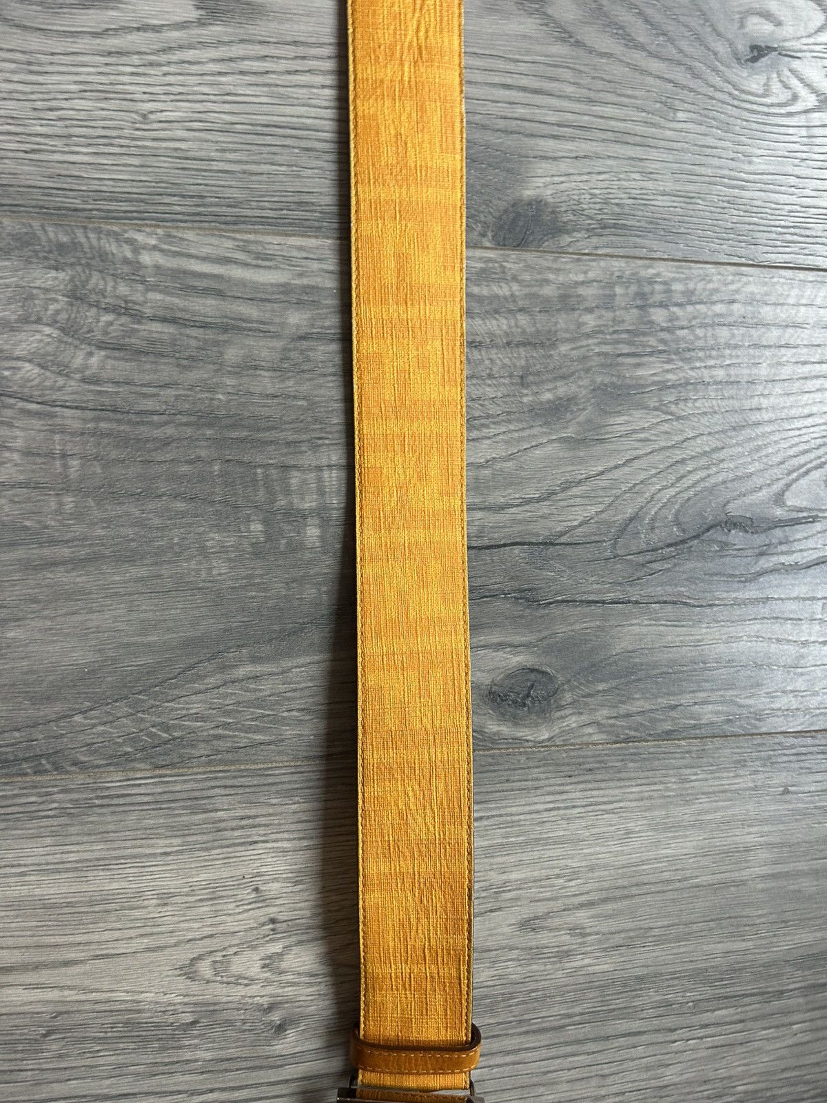 Fendi Fendi Yellow Textured Leather Belt with Silver FF Buckle Size 38 - 4 Thumbnail