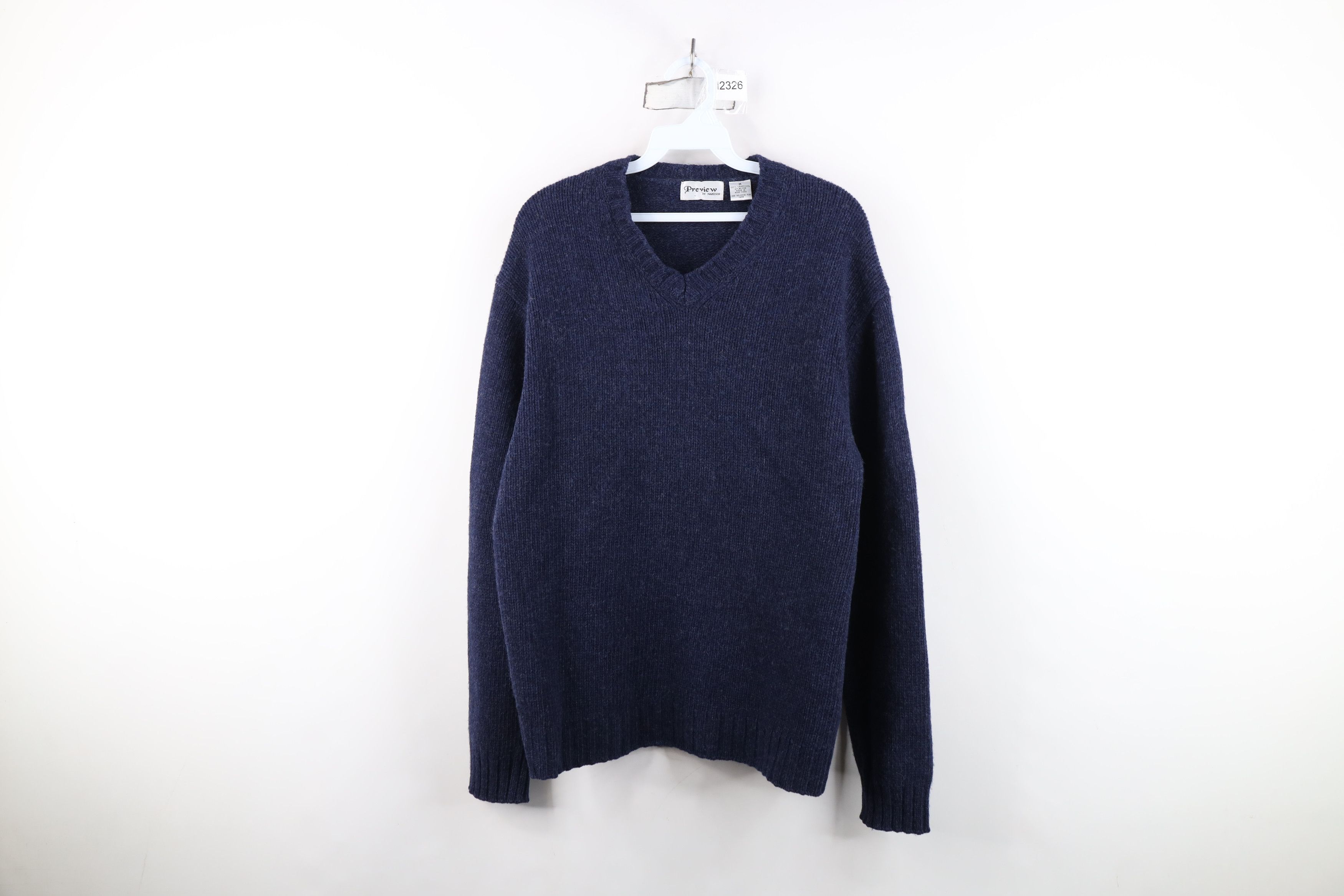 Vintage Vintage 90s Streetwear Lambswool Ribbed Knit V-Neck Sweater Size US M / EU 48-50 / 2 - 1 Thumbnail
