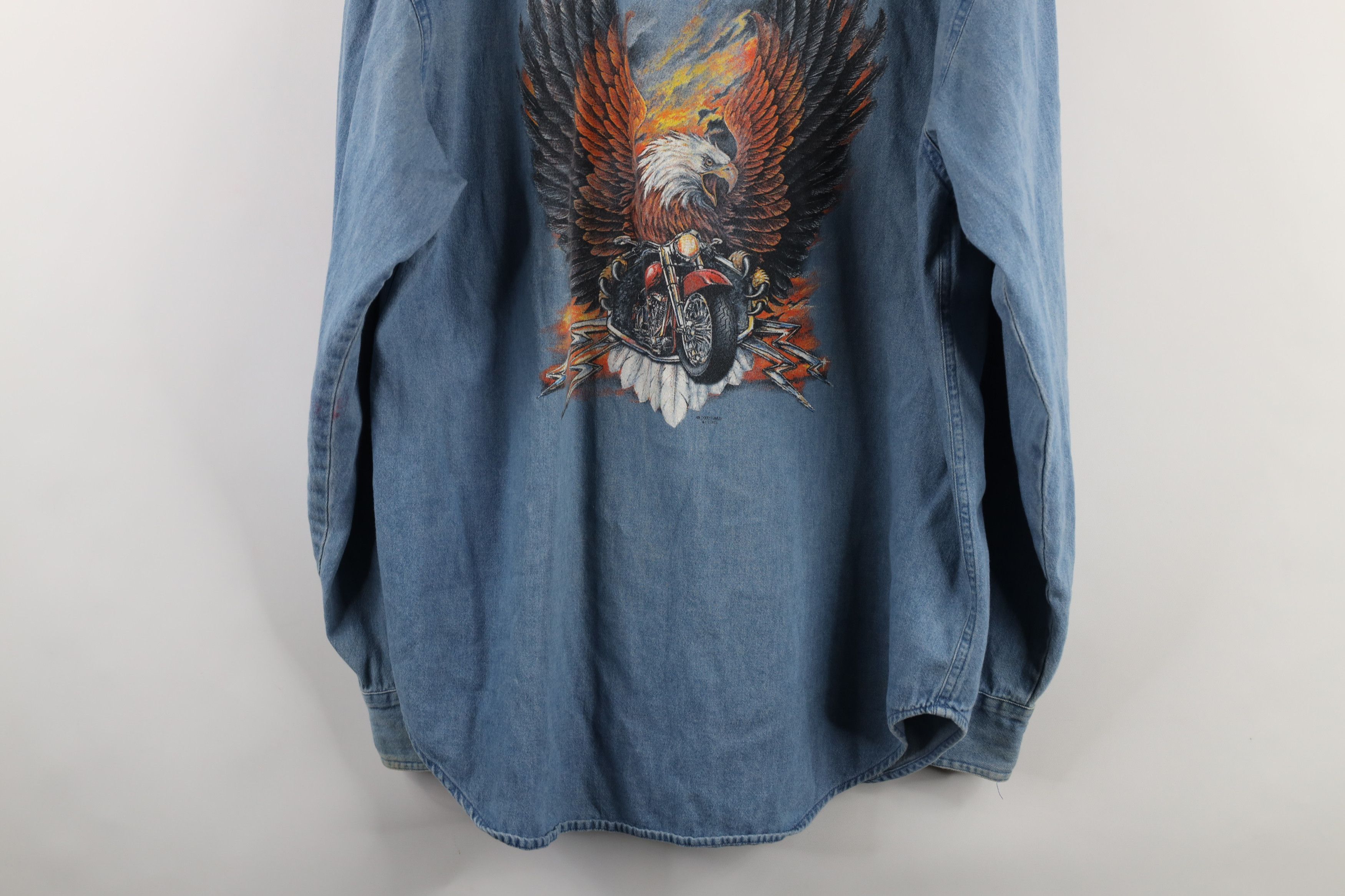Vintage Vintage Y2K 2000 Eagle Lightning Denim Button Shirt Size US M / EU 48-50 / 2 - 11 Thumbnail