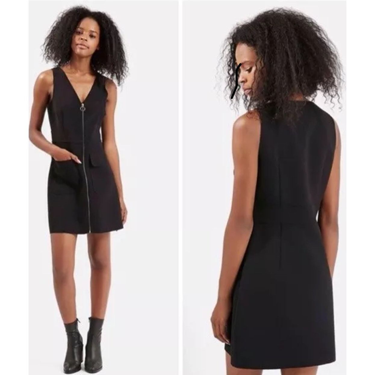 Topshop Topshop Black VNeck Zip Sleeveless Utility Pocket Dress 6 Size M / US 6-8 / IT 42-44 - 1 Thumbnail