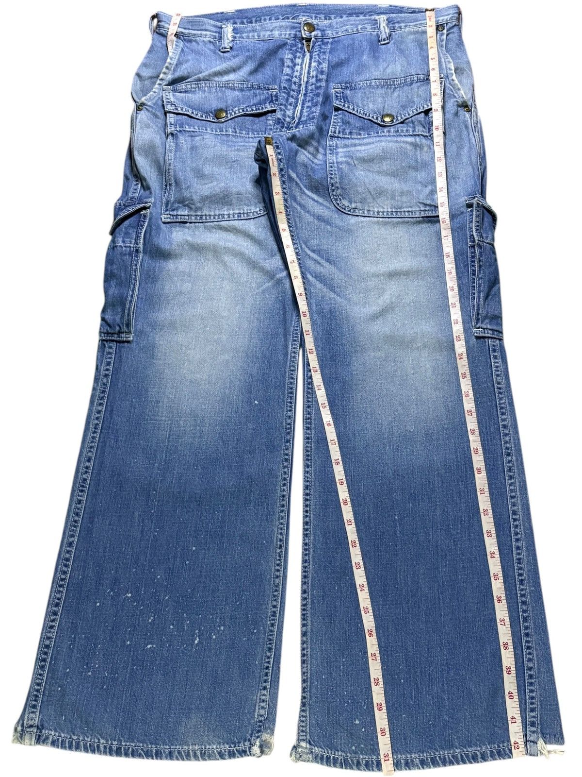 Lee Vintage Lee Sanforized Cargo Bush Pant Distress Flare Jeans Size US 35 - 14 Thumbnail