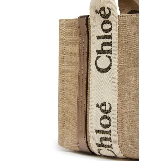 Chloe Chloe Small Tote Shiny Gray Linen Raffia Shopper Top Handle Size ONE SIZE - 5 Thumbnail