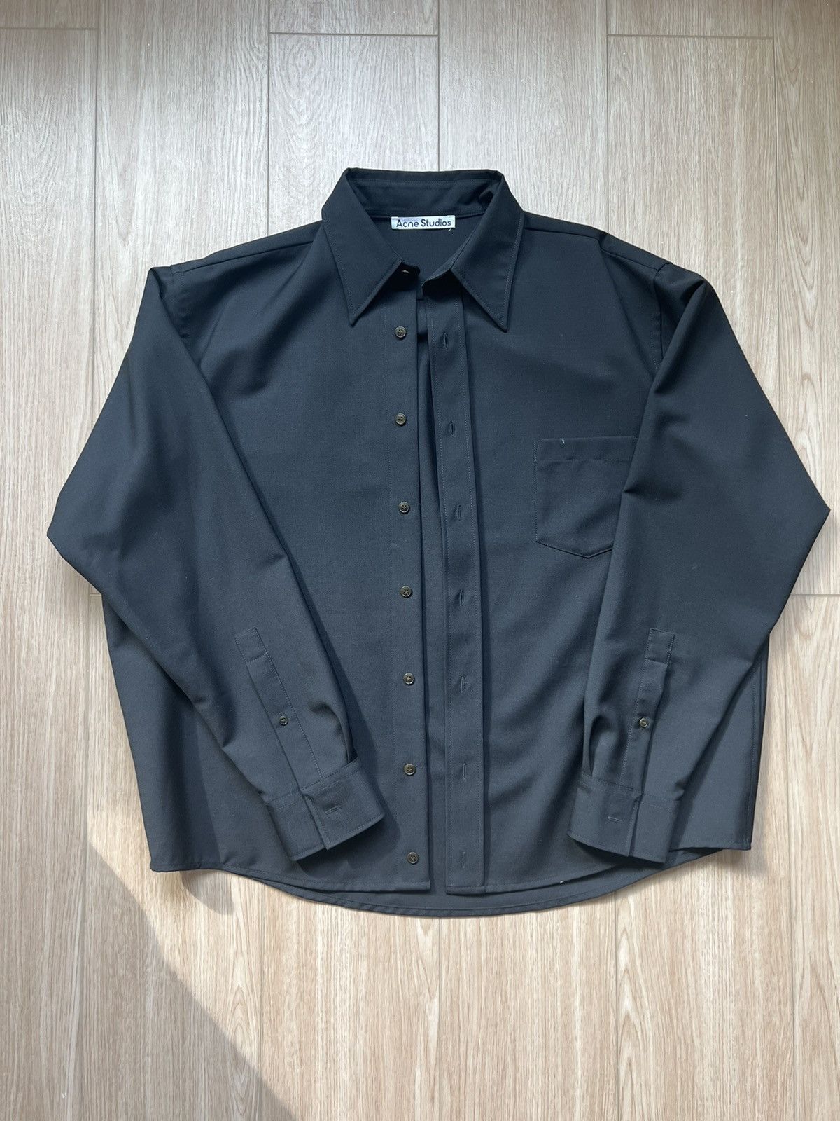 image of Acne Studios Mohair Button Up in Black, Men's (Size Large)