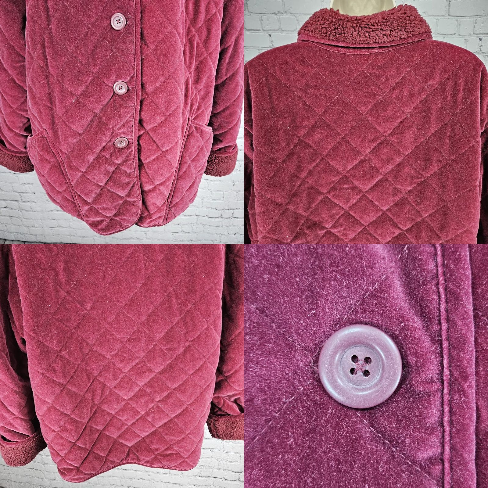 Talbots VINTAGE Talbots Jacket Red Cotton Velour Quilted Lined Buttoned Large Womens M/L Size L / US 10 / IT 46 - 8 Thumbnail