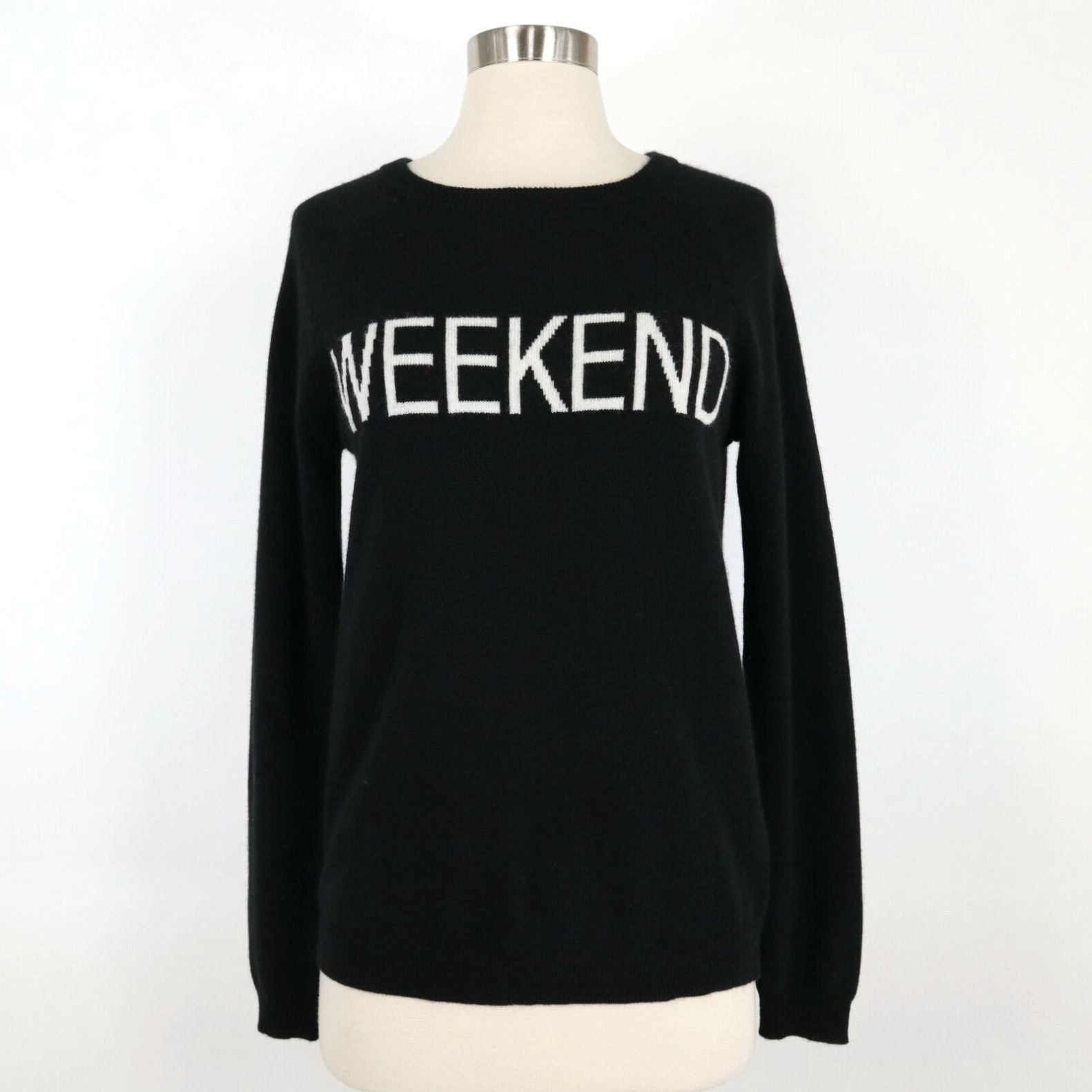 image of Vintage Philosophy Cashmere Sweater Pullover Womens S Small Black White Weekend Casual