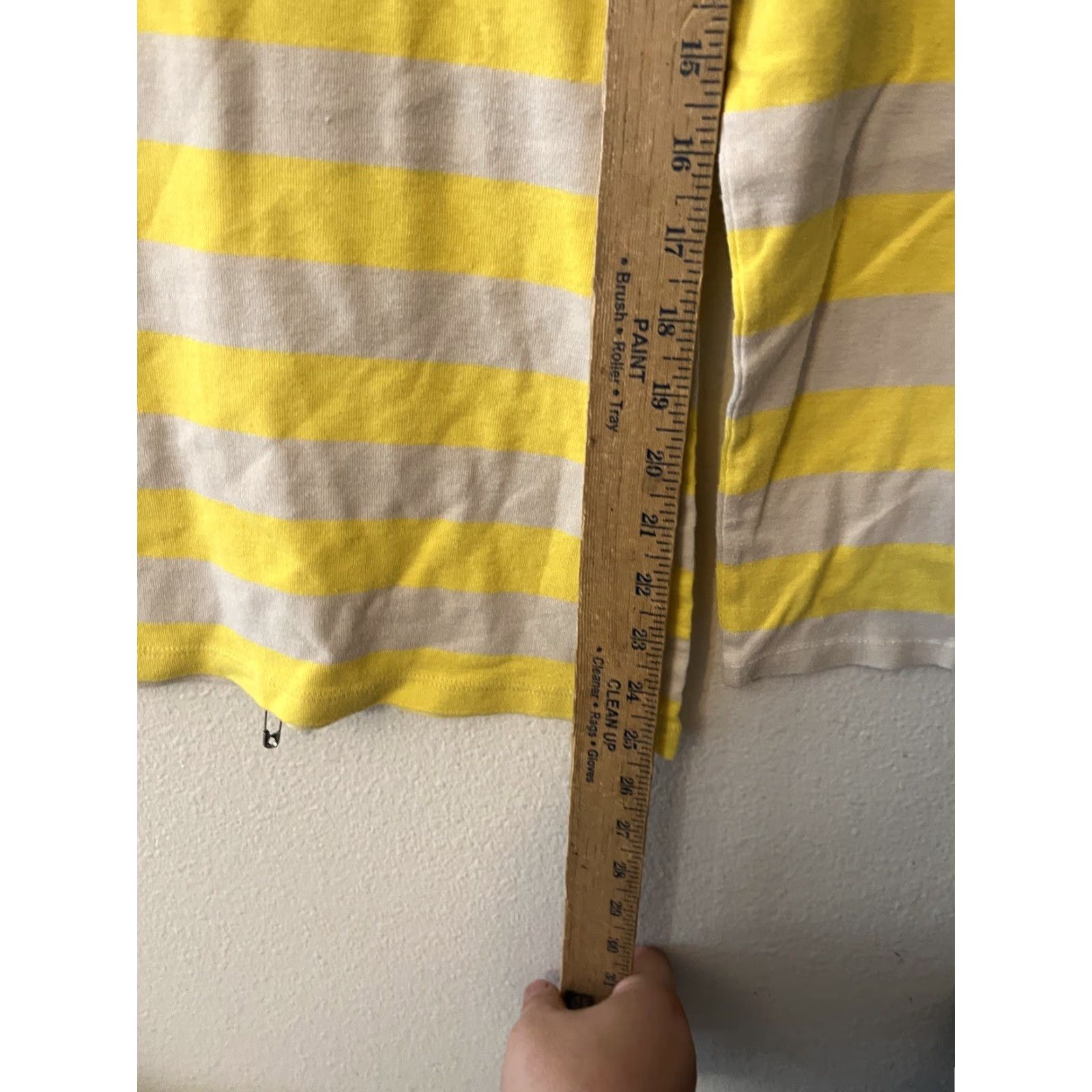 Old Navy Old Navy Women L Striped Long Sleeve T-Shirt - Cotton Top Yellow Gray Striped Size L / US 10 / IT 46 - 4 Thumbnail