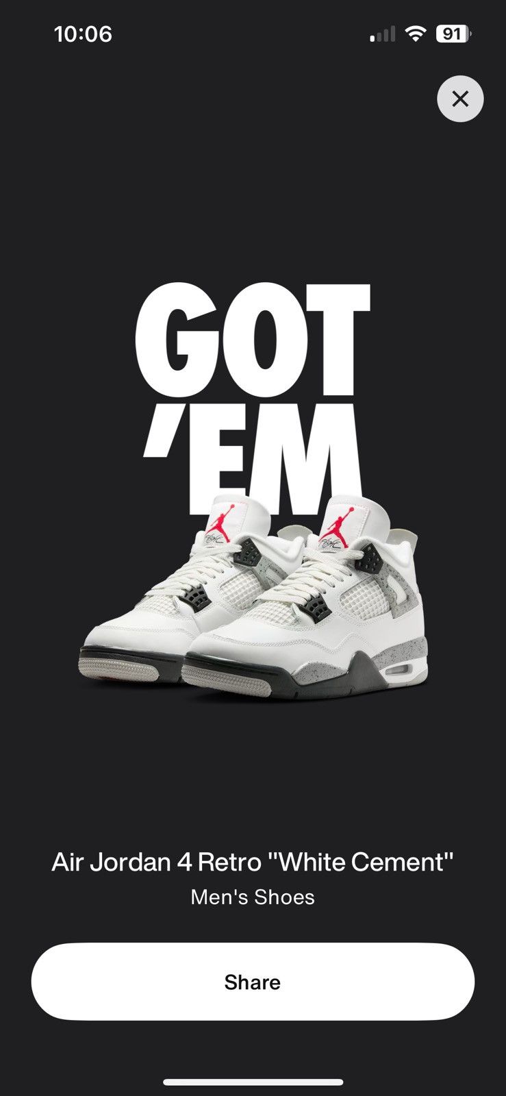 Nike Jordan 4 Retro White Cement Size US 12.5 / EU 45-46 - 7 Thumbnail