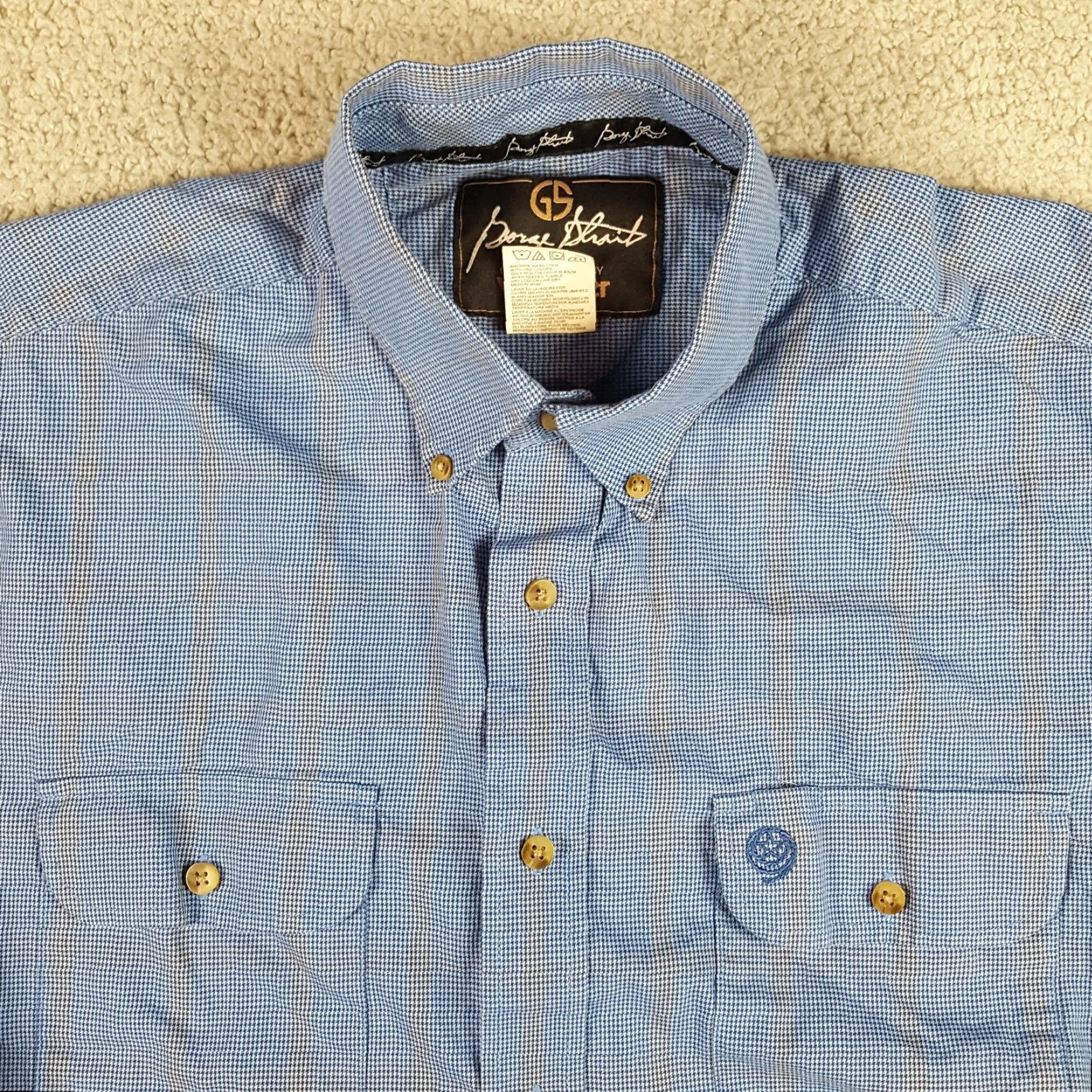 Wrangler VINTAGE Wrangler George Strait Western Striped Button-Down Shirt Adult L Blue Cotton 90s Western Mens Size US L / EU 52-54 / 3 - 2 Thumbnail