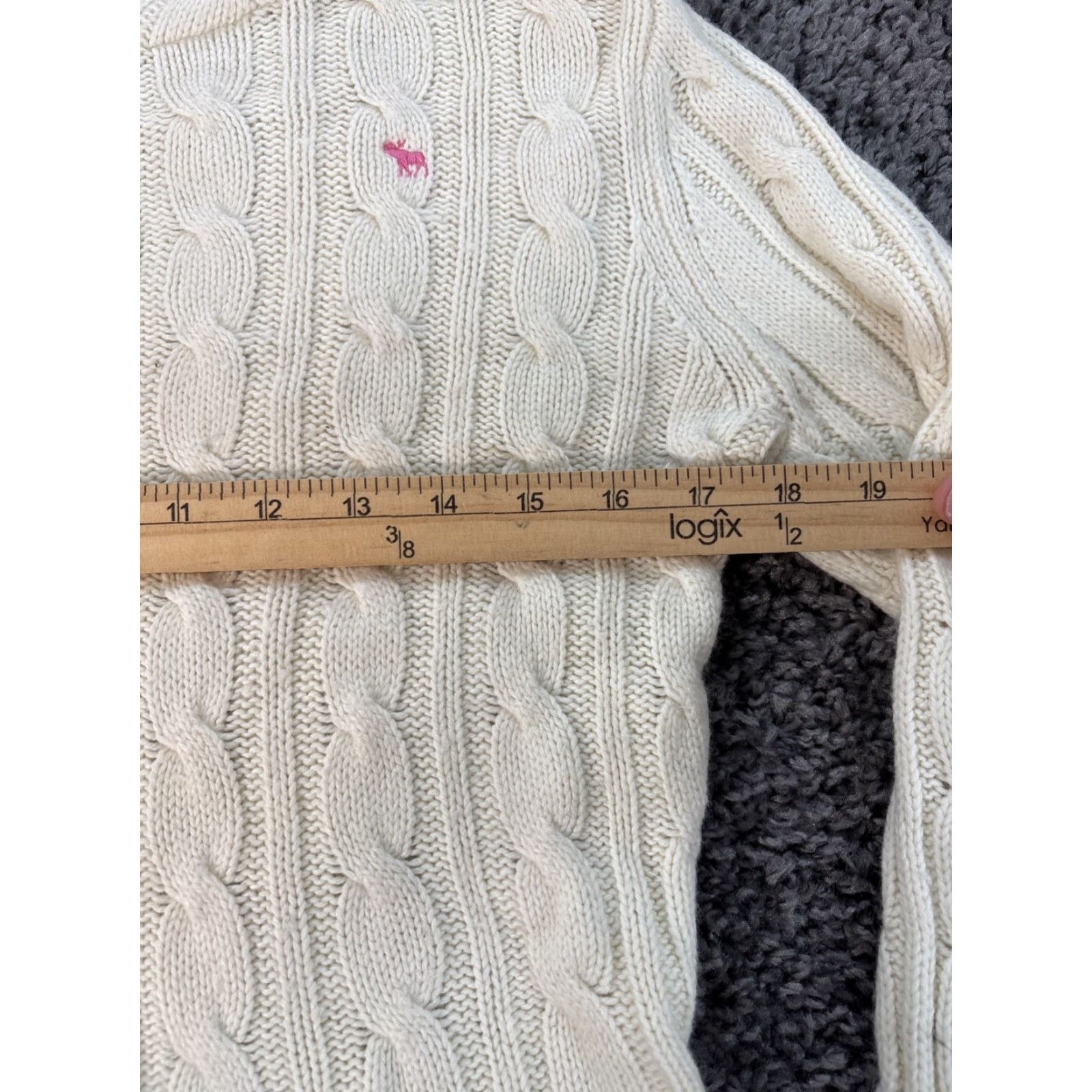 Abercrombie & Fitch VINTAGE Abercrombie & Fitch Sweater Hoodie Cable Knit Crew Neck Ivory Angora L Women 90s Pullover Size L / US 10 / IT 46 - 3 Thumbnail