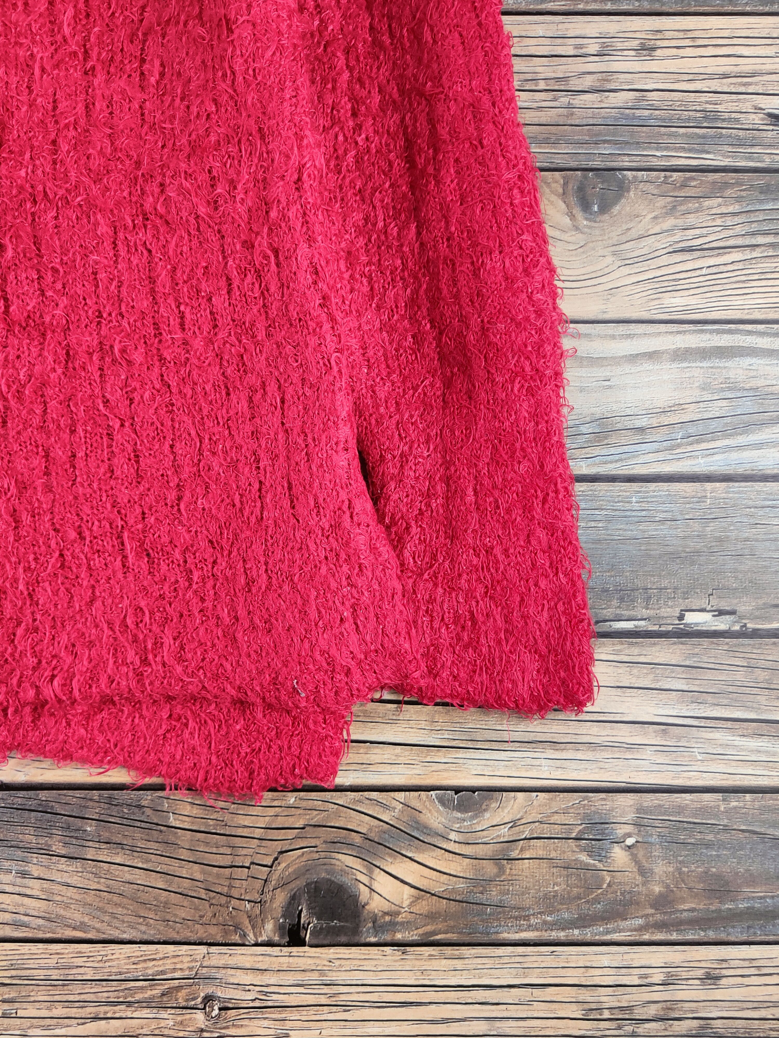 Japanese Brand DL Chocol Raffine Red Fur Mohair shaggy Knitwear #46-912 Size S / US 4 / IT 40 - 6 Thumbnail