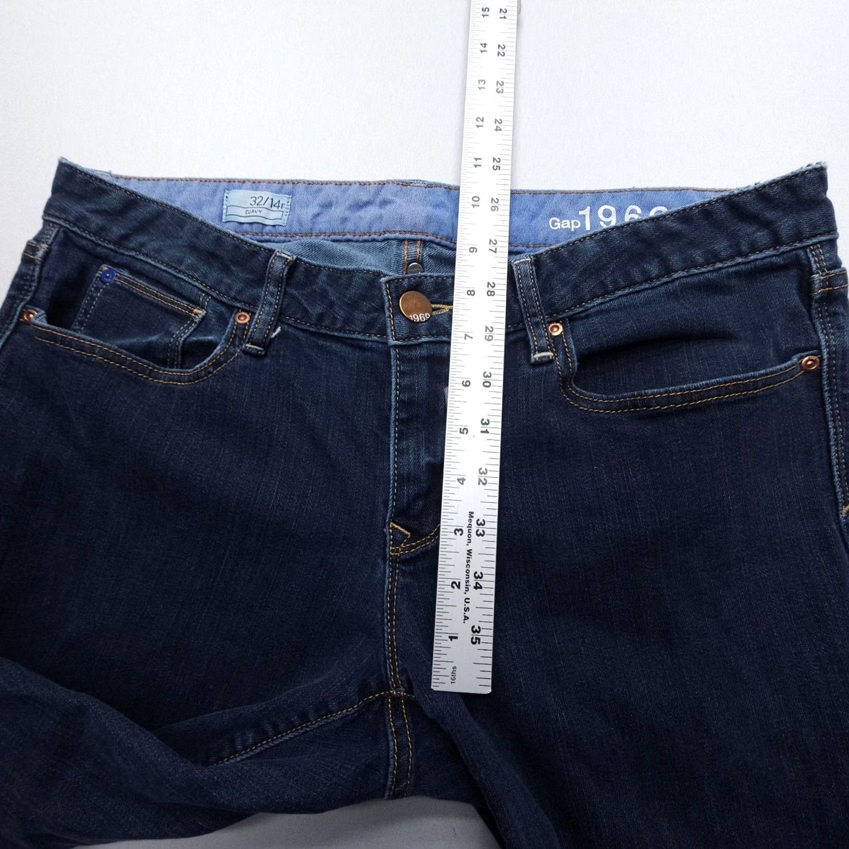 Gap Gap 1969 Jeans Bootcut Womens 14 Blue Dark Wash 29" Inseam Regular Rise Low 6.5-8.5 Denim Cotton Blend 5-Pocket USA Vintage: No Size 36" / US 14 / IT 50 - 5 Thumbnail