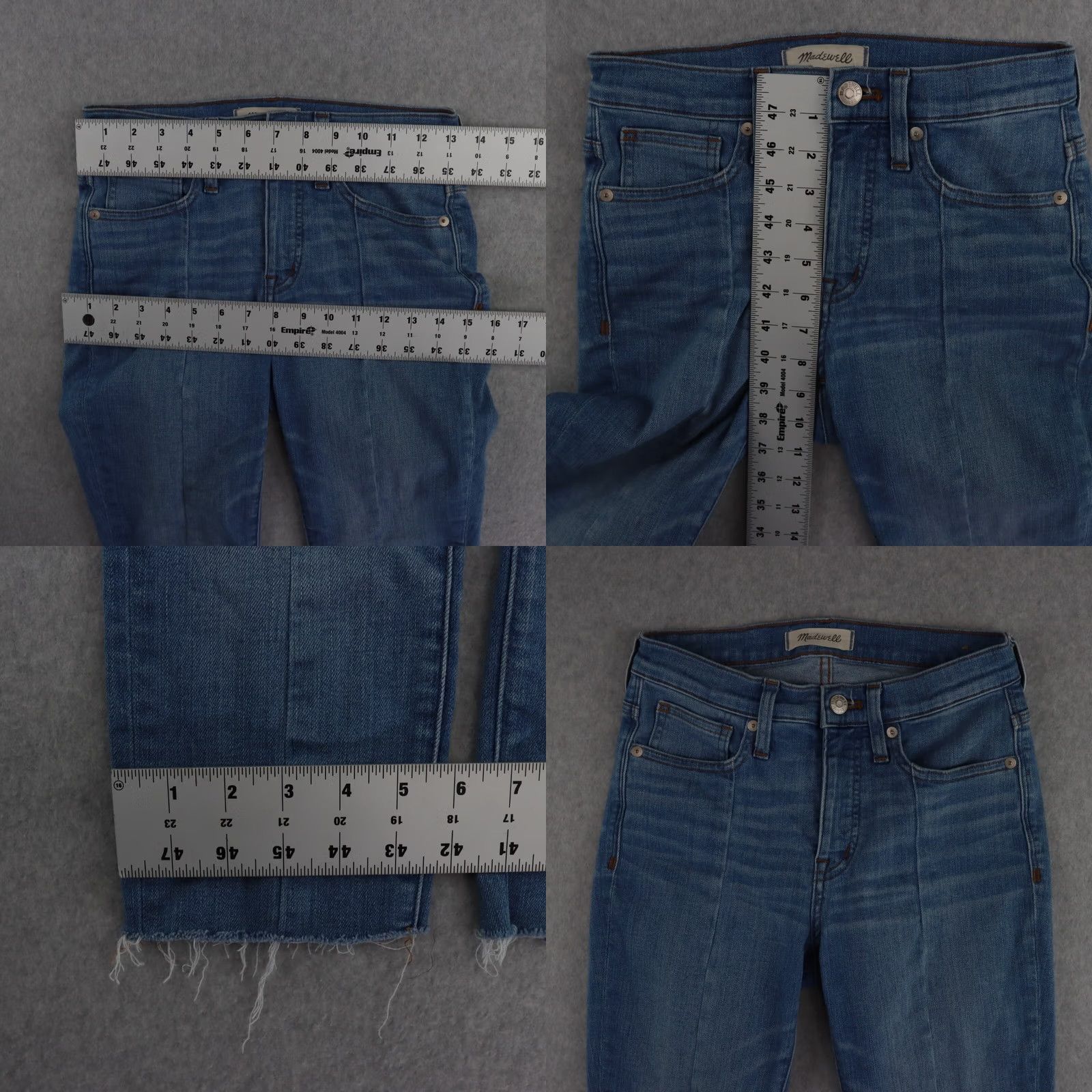 Madewell Madewell Jeans Women 25 Blue 9" High Rise Skinny Button Fly Distressed Frayed Size 42" / US 20 - 8 Thumbnail