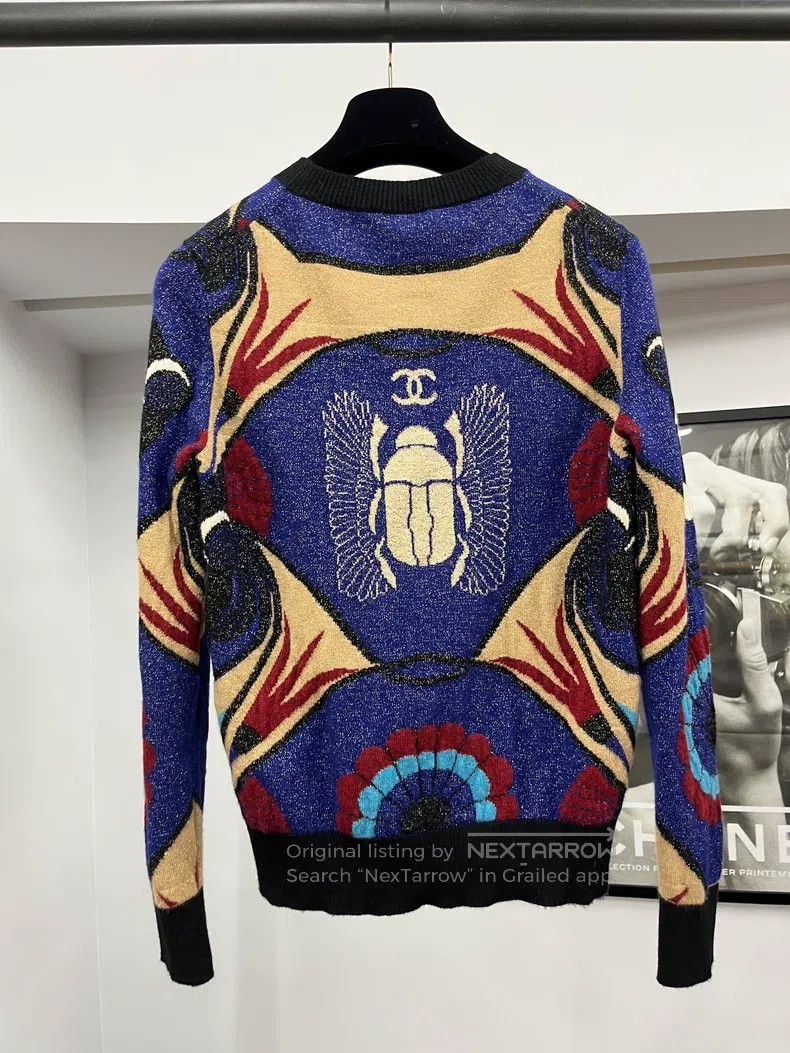 Chanel Chanel Egypt series Beetle cashmere sweater Size XS / US 0-2 / IT 36-38 - 3 Thumbnail