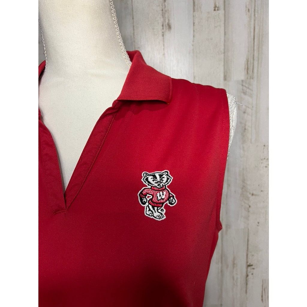 Antigua Antigua Women's Med Wisconsin Badgers Sleeveless Polo Shirt Size M / US 6-8 / IT 42-44 - 3 Thumbnail