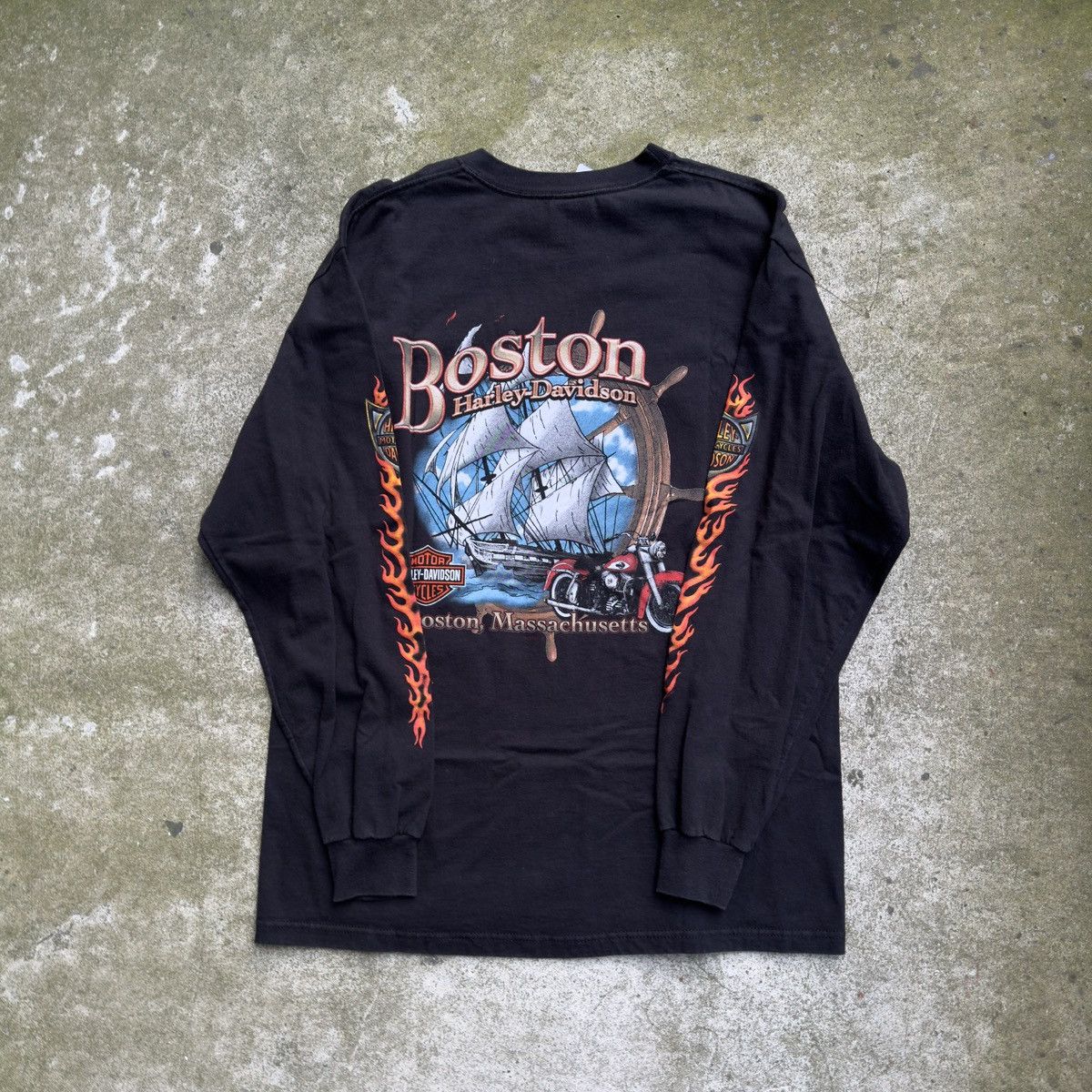 Harley Davidson Vintage Harley Davidson Flame Shirt ERD Grunge Biker WCC Size US L / EU 52-54 / 3 - 2 Thumbnail