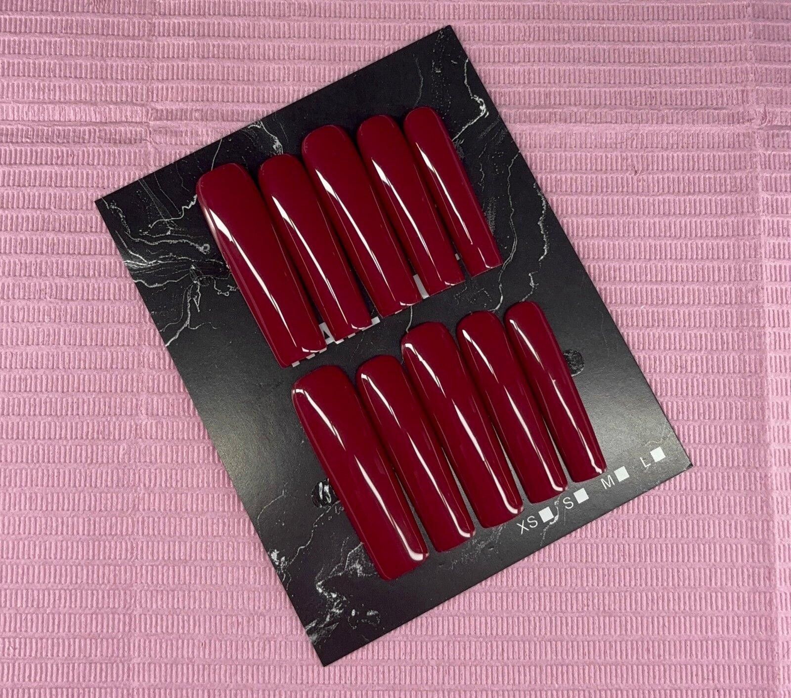 Handmade Extra long square Press on nails solid color gel handmade Size ONE SIZE - 1 Thumbnail