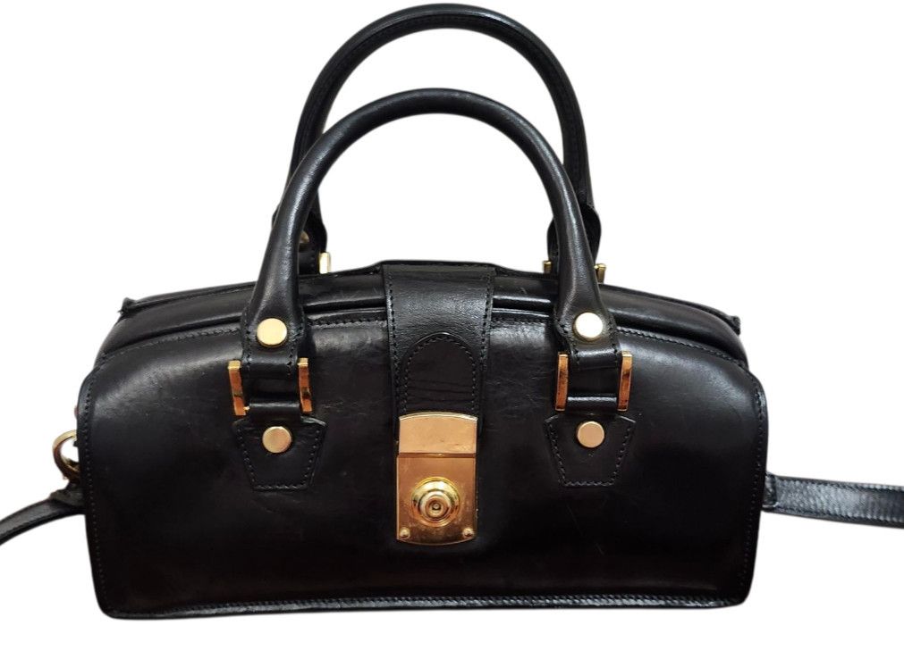 Other Francesco Rogani Black Leather Structured Handbag Gold Size ONE SIZE - 10 Thumbnail
