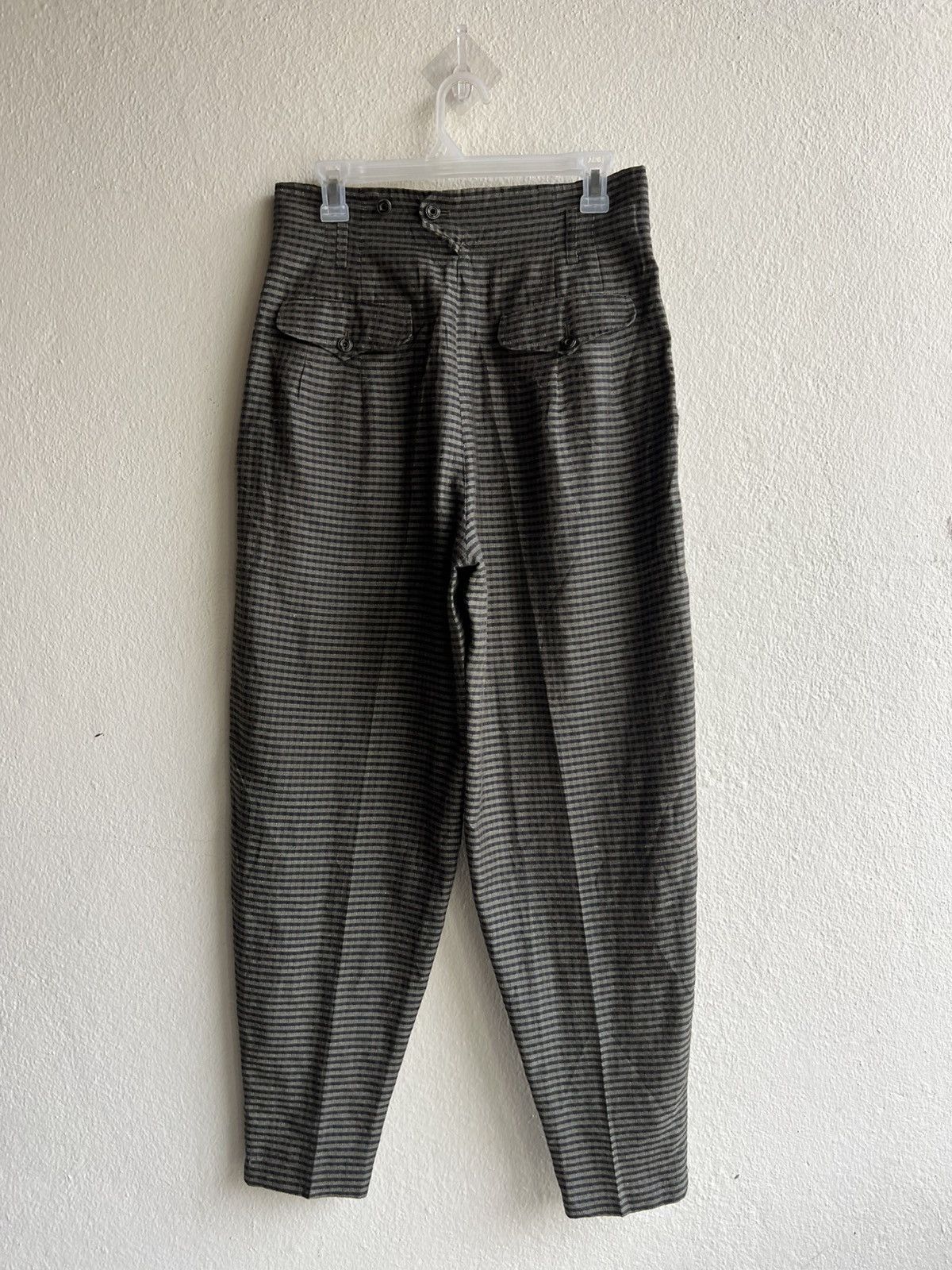 Matsuda 90s Nicole Stripe Linen Silk Jacquard Balloon Trouser Size US 29 - 23 Thumbnail