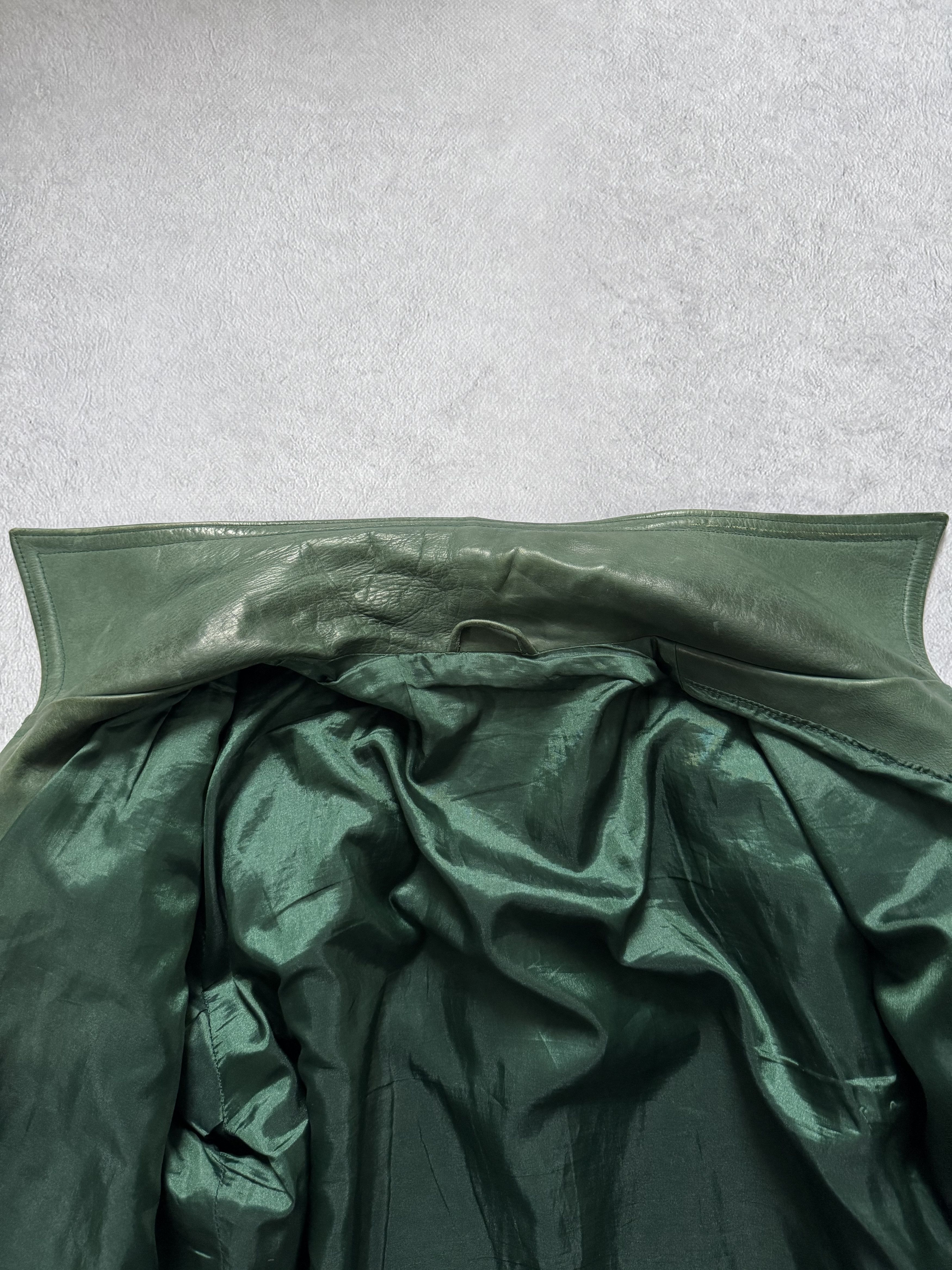 Vintage Vintage Green Bull Leather Asymmetric Biker Jacket Size US M / EU 48-50 / 2 - 10 Thumbnail