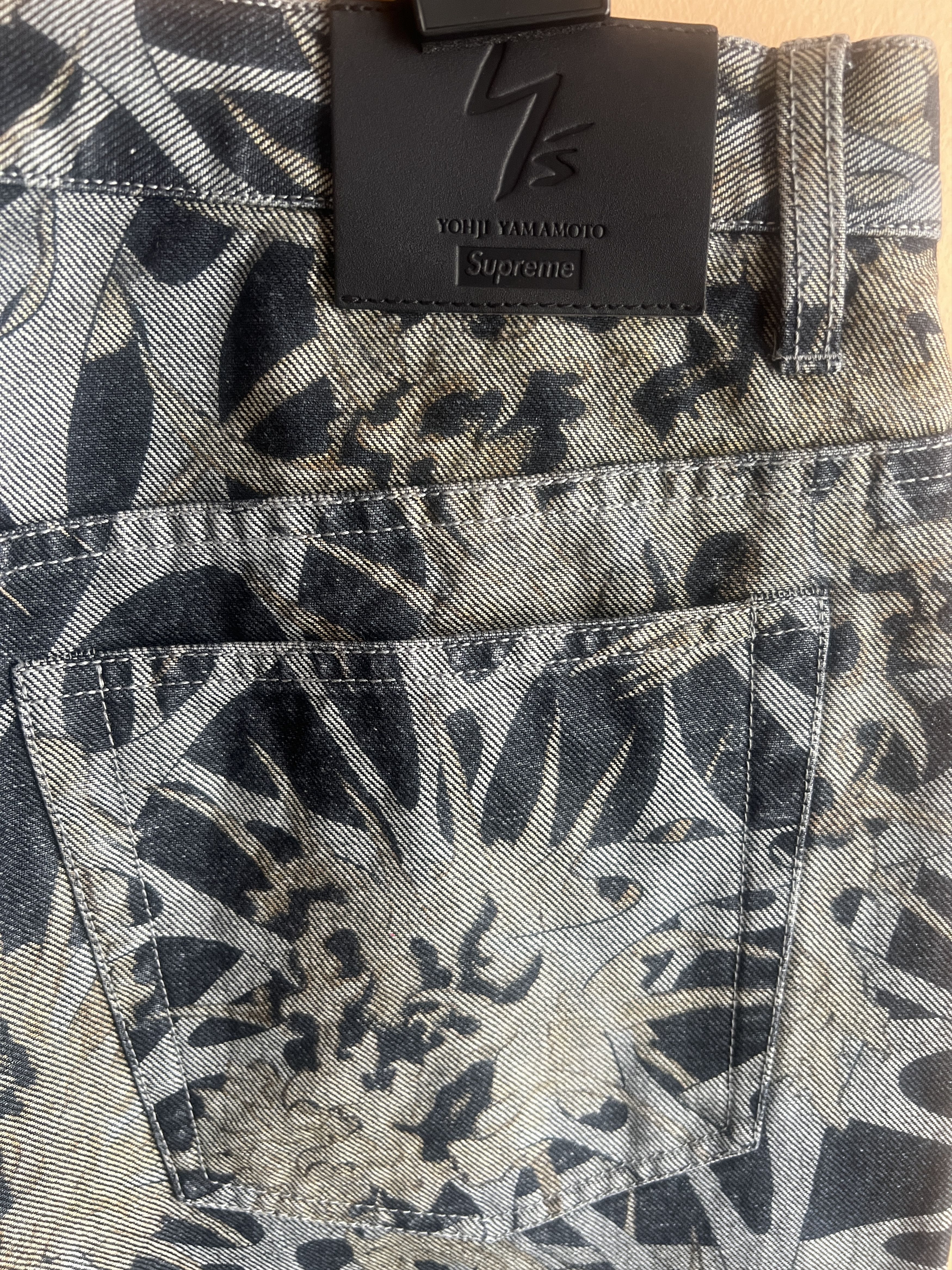 Supreme × Yohji Yamamoto Black Baggy Jeans (Skull Print) Size US 34 / EU 50 - 6 Thumbnail
