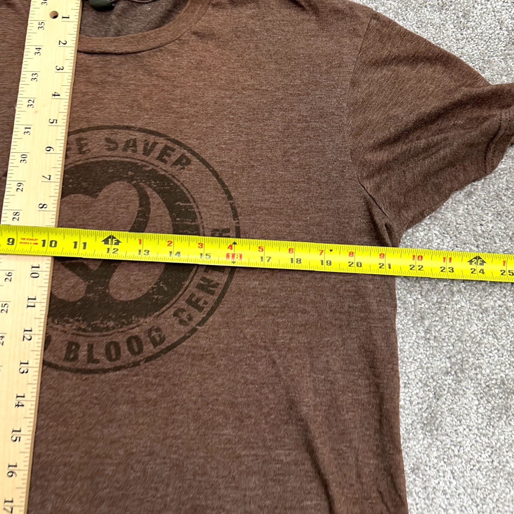 Vintage District T-Shirt Unisex Adult Large Brown Graphic Print Cotton Short Sleeve Stanford Blood Center Life Saver Size L / US 10 / IT 46 - 7 Thumbnail