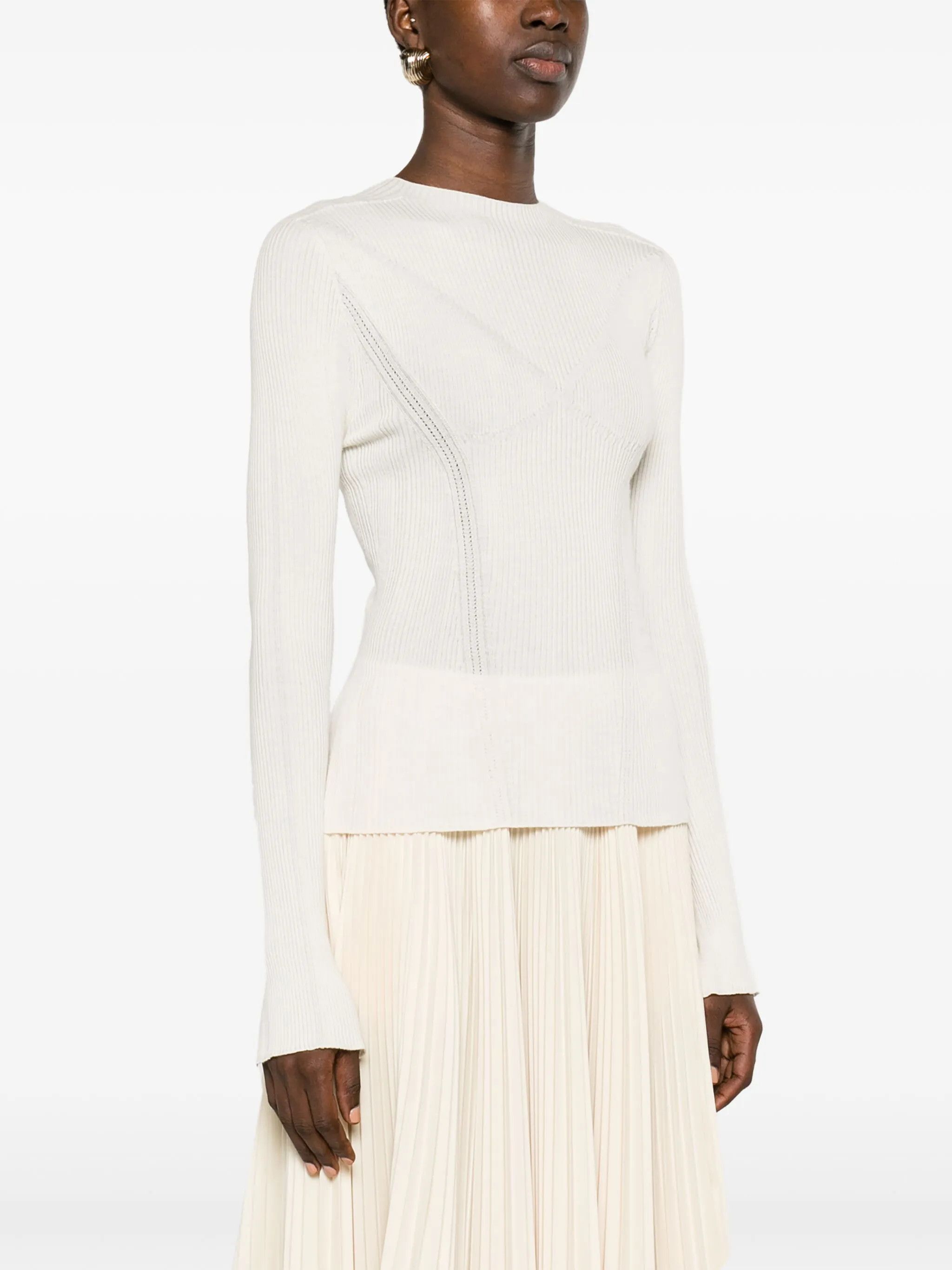 Lanvin o1y0326 Crewneck Sweater in White Size L / US 10 / IT 46 - 3 Thumbnail