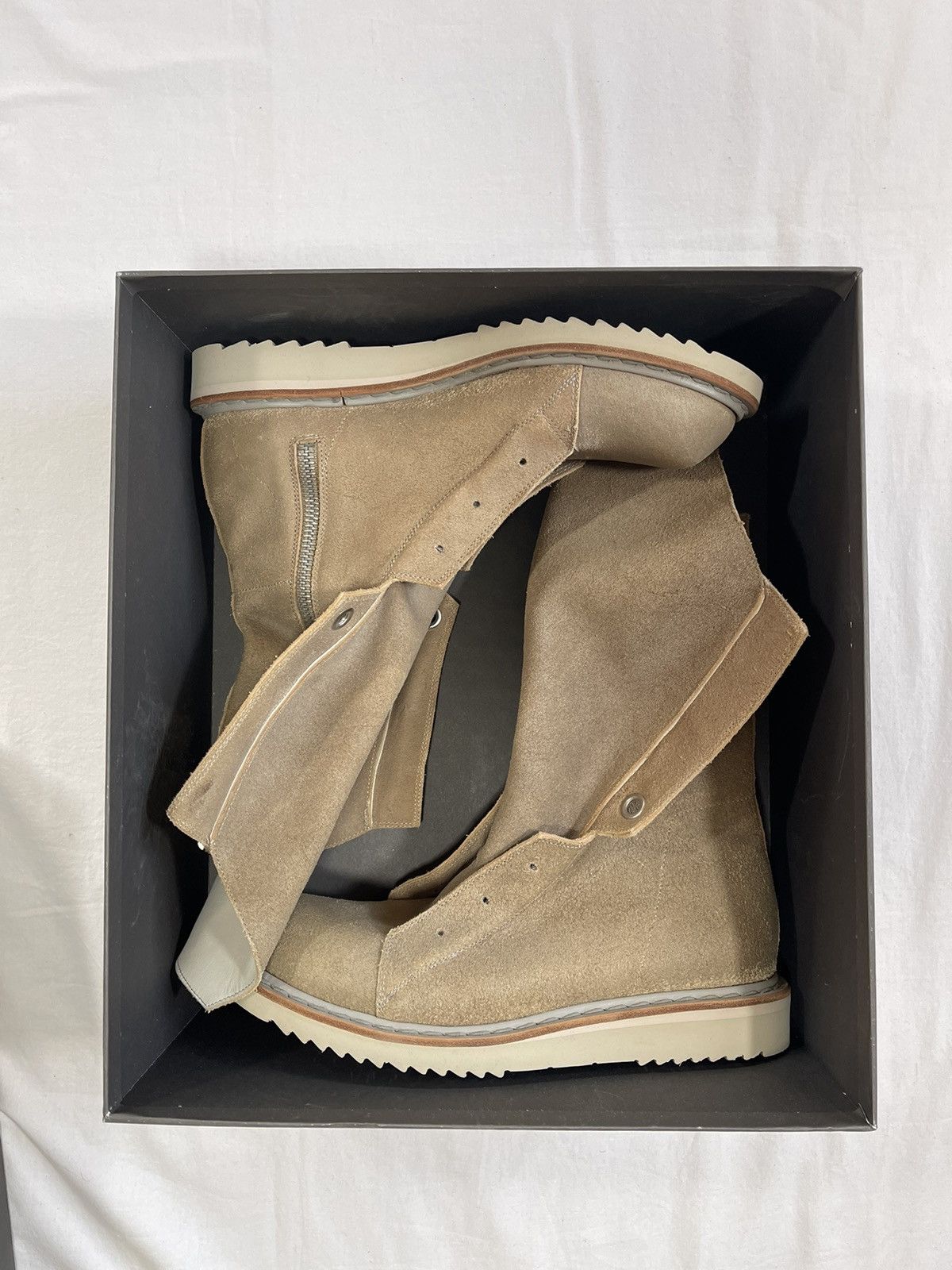 Pre-owned Rick Owens Ss2012 “naska” Runway Laceless Suede Hiking