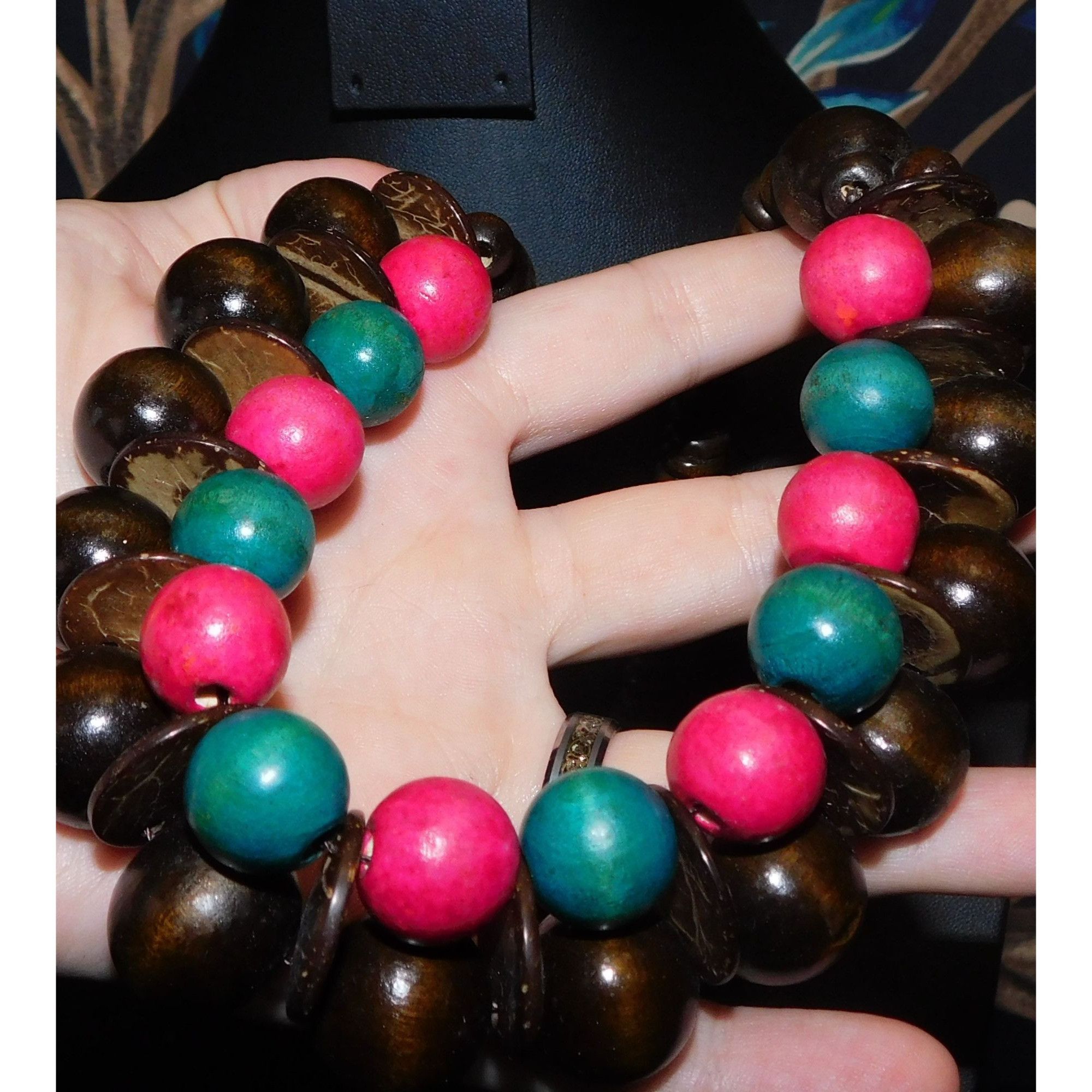 Other Vintage Wooden Beaded Statement Necklace Size ONE SIZE - 2 Thumbnail