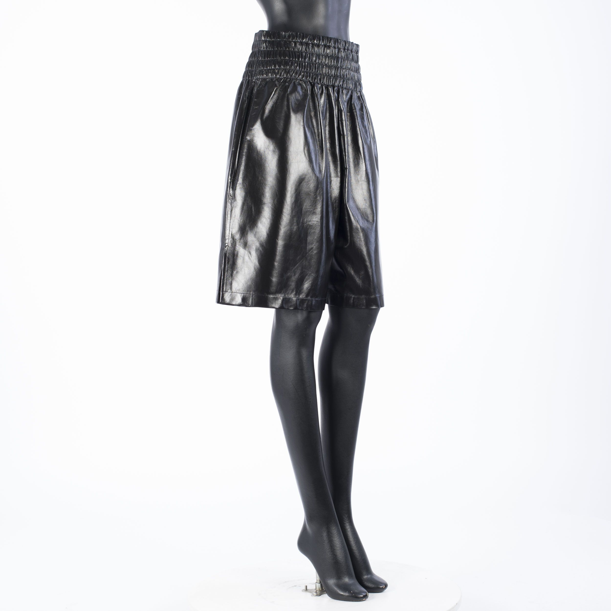Bottega Veneta Loose Fit Shorts In Shiny Black Nappa Leather Size 26" / US 2 / IT 38 - 8 Thumbnail