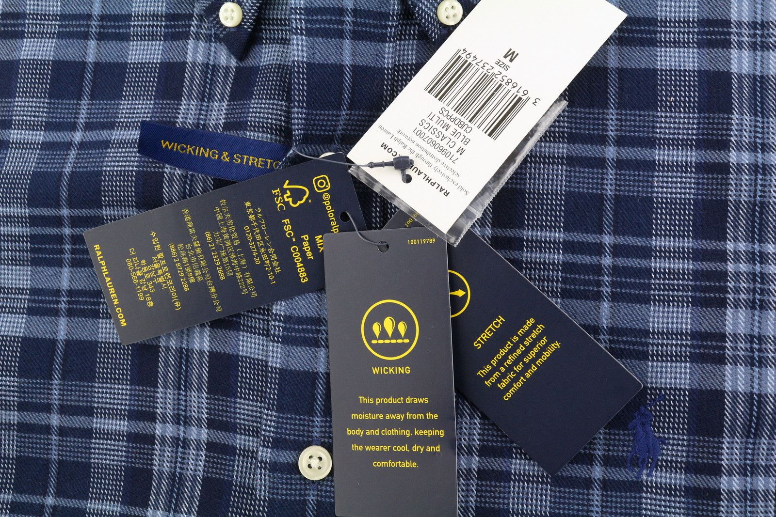 Ralph Lauren M Blue Custom Fit Performance Plaid Flannel 87010 Size US M / EU 48-50 / 2 - 8 Thumbnail