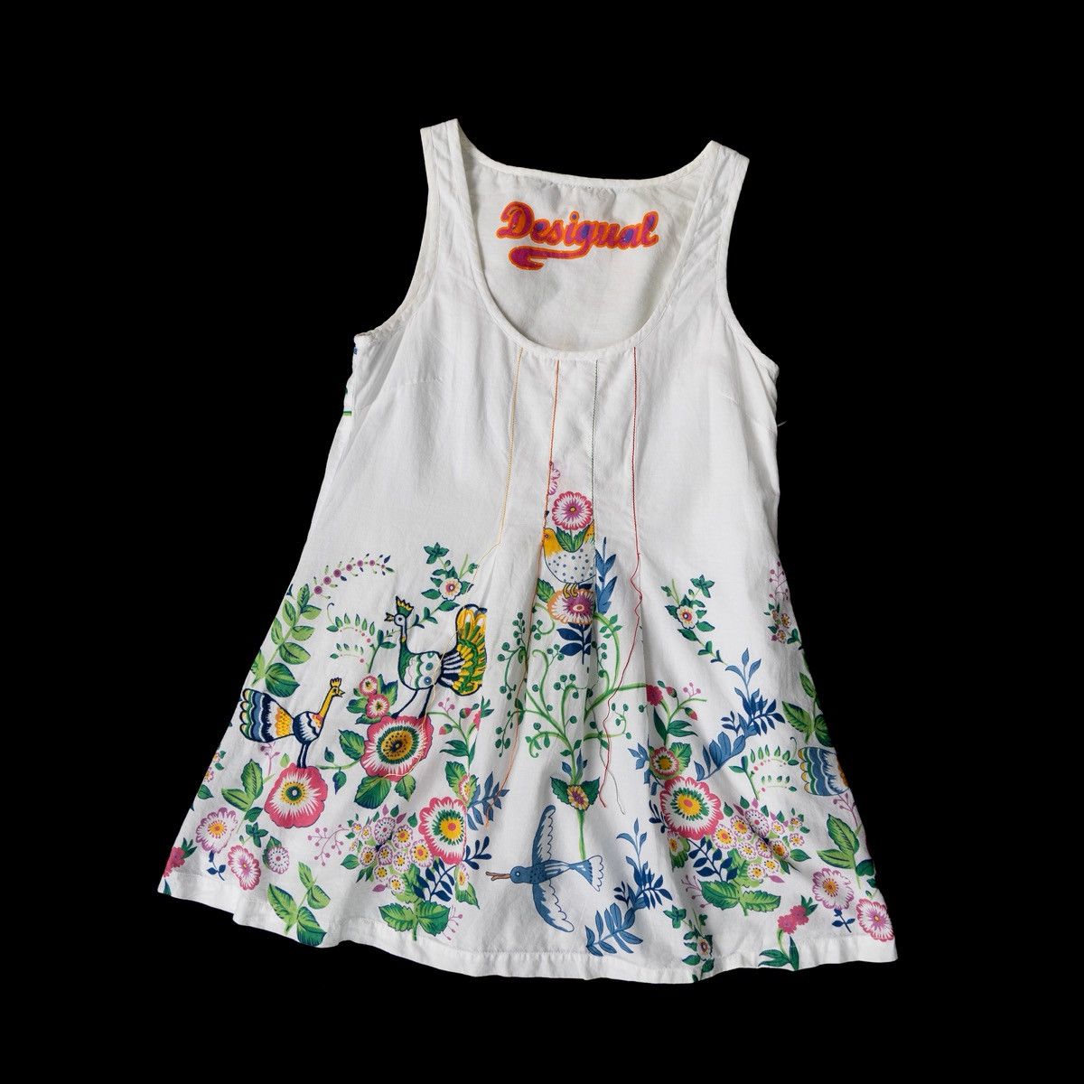 Desigual Desigual Wmns White Floral Tank Top Sleeveless Blouse Summer Size S / US 4 / IT 40 - 3 Thumbnail