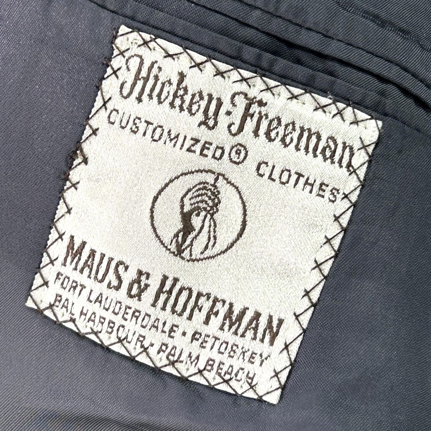 Vintage Hickey Freeman Blazer Mens 46 Blue Wool Tweed Sport Coat Jacket Patch Pocket Notch Lapel Two-Button Front Size 46R - 6 Thumbnail