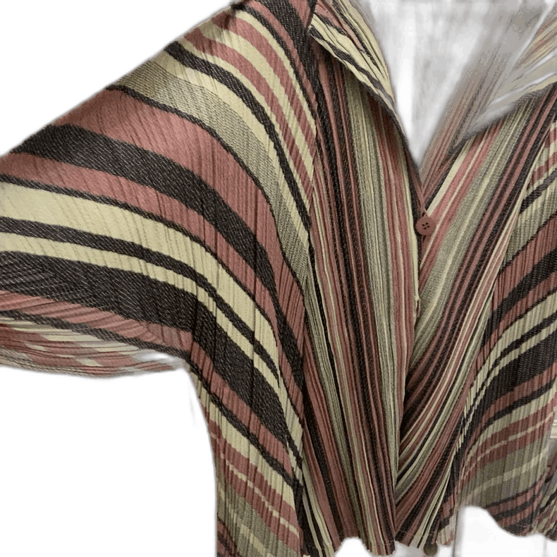 Pleats Please Issey Miyake Pleats Please Issey Miyake Striped Outerwear Size US L / EU 52-54 / 3 - 1 Thumbnail