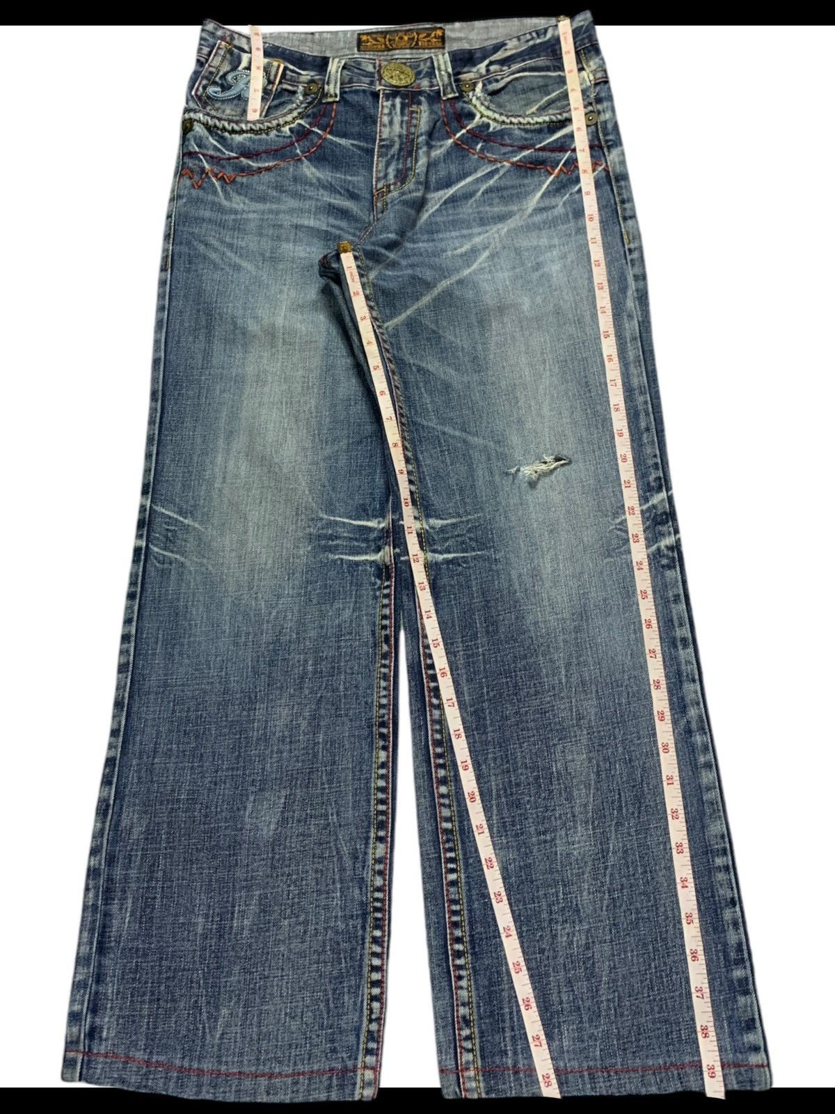 JNCO × Japanese Brand Vintage Japanese Brand Bleached Distressed Baggy Jeans Size 33" - 13 Thumbnail