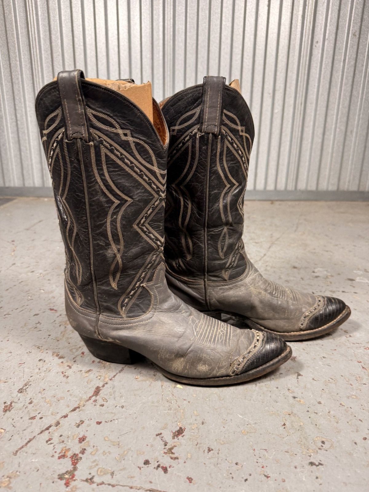 Tony Lama 90s Vintage Tony Lama Black Lizard Toe Cowboy Boots Size US 8 / EU 41 - 3 Thumbnail