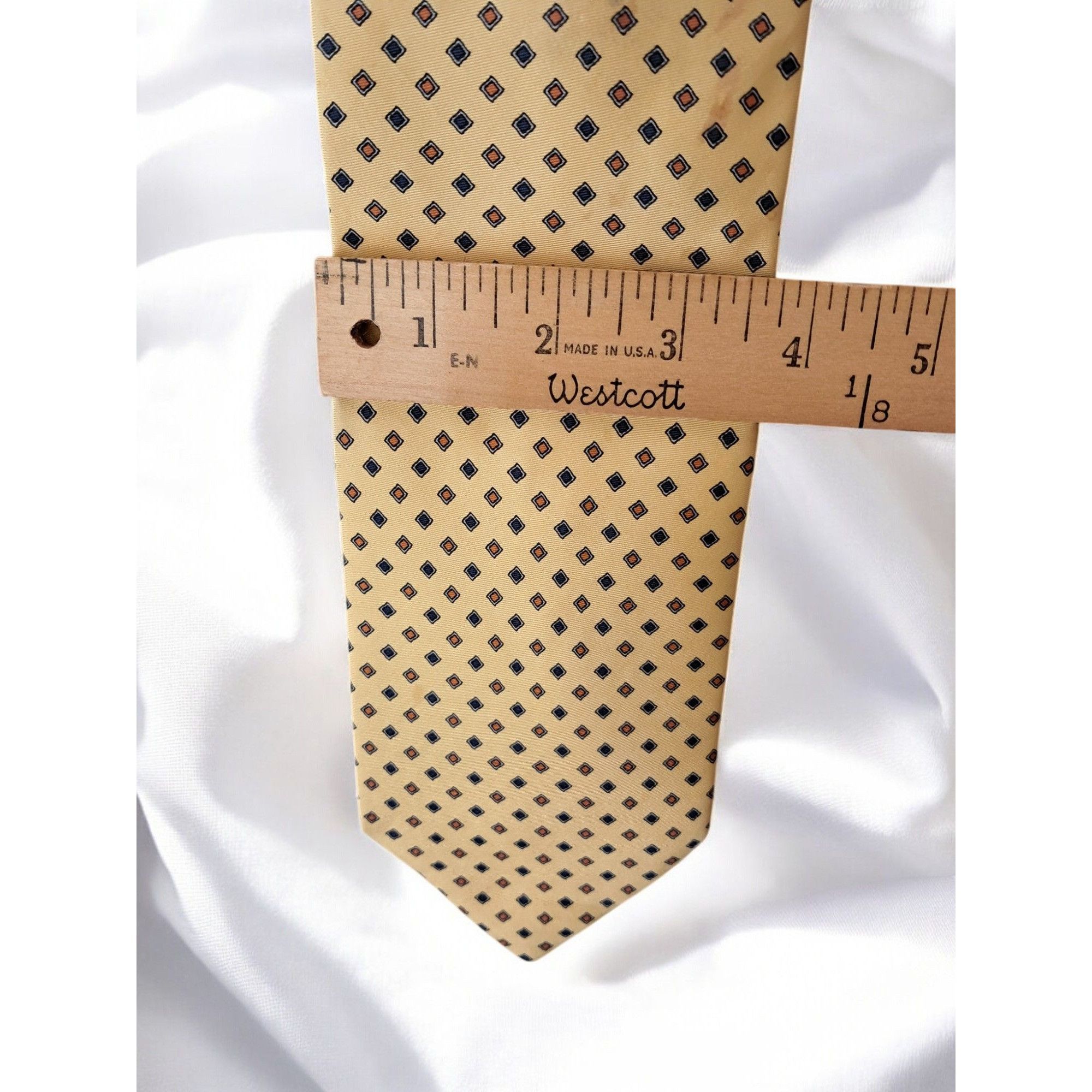 Vintage Antiche Seterie Fiorentine Luxury 100% Silk Tie - Yellow wit Size ONE SIZE - 8 Thumbnail