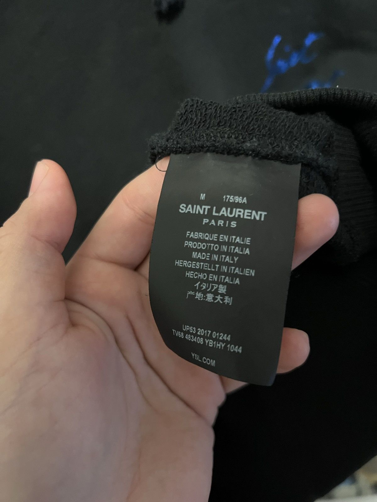 Saint Laurent Paris Saint Laurent Blue Metallic Hoodie Size US M / EU 48-50 / 2 - 3 Thumbnail