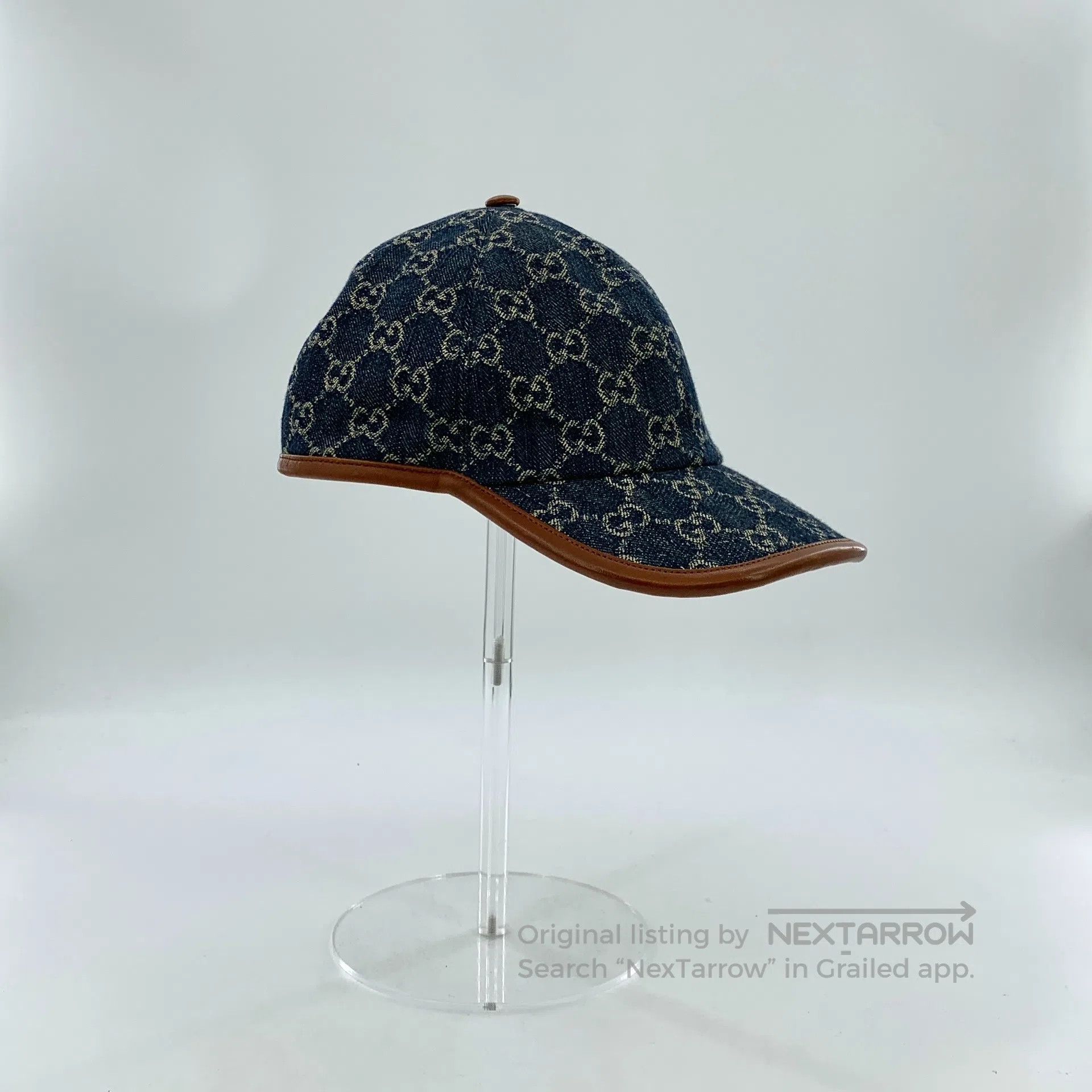 Gucci Guicci Navy Blue Logo Jacquard Full Print Cotton Baseball Size ONE SIZE - 3 Thumbnail