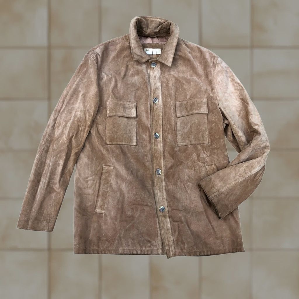 Zara VTG ZARA Leather Suede Jacket Coat Men's XL Brown Long Button Overcoat Size US XL / EU 56 / 4 - 1 Thumbnail