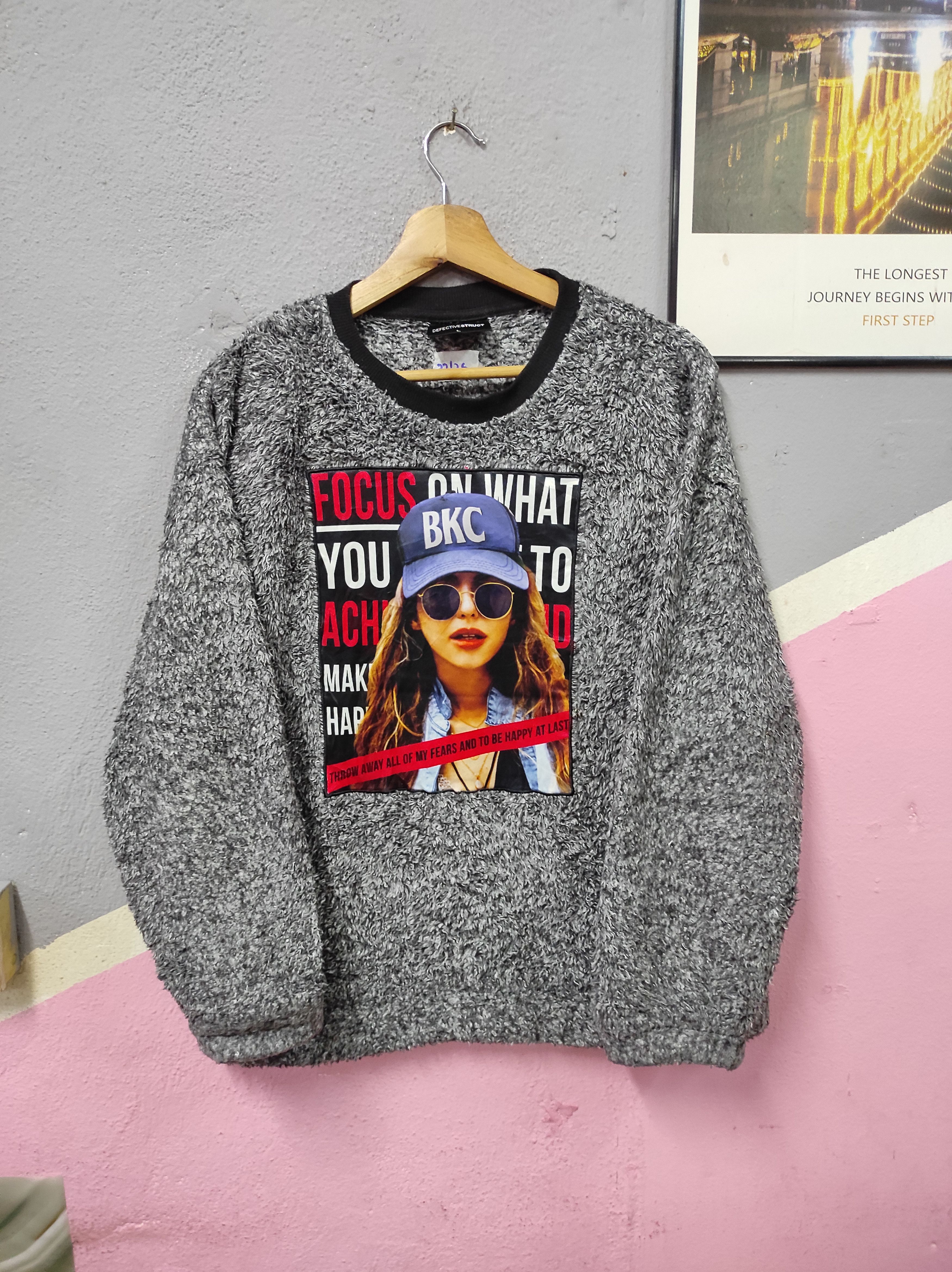 Japanese Brand defective struct fleece sherpa sweatshirt Size L / US 10 / IT 46 - 1 Thumbnail