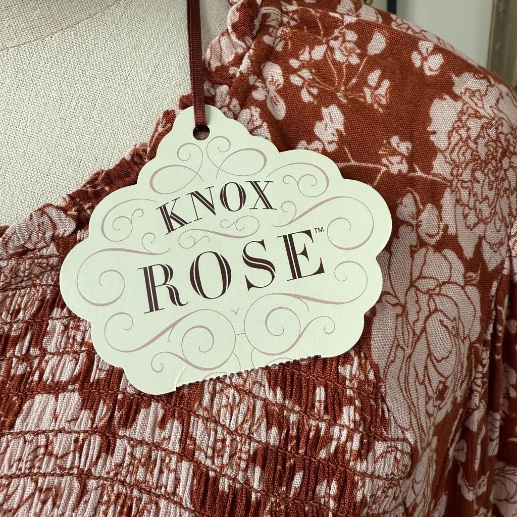 Other NWT Knox Rose Cave Long Sleeve Smocked Peasant Dress Rust Br Size XXL / US 16-18 / IT 52-54 - 5 Thumbnail