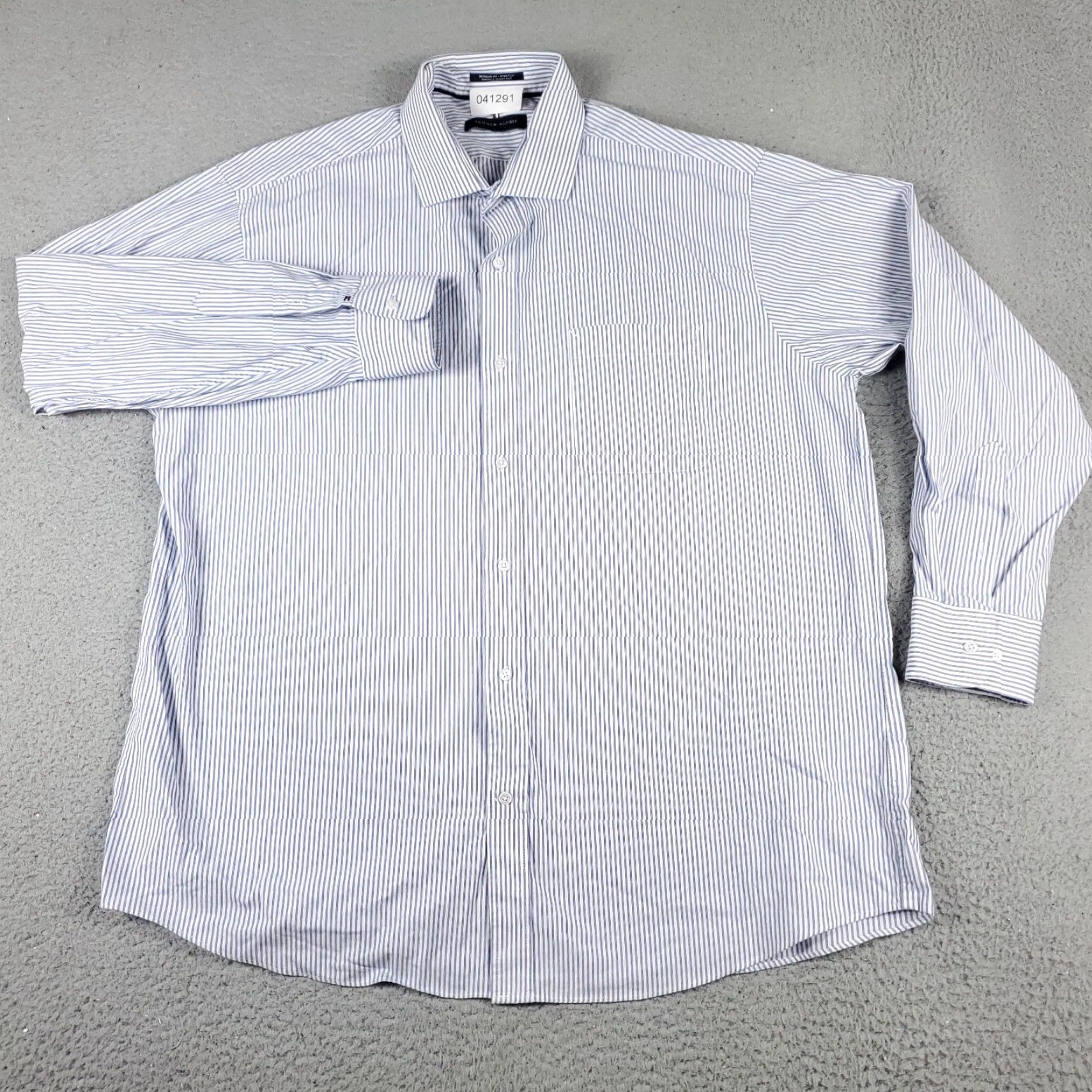 Tommy Hilfiger Tommy Hilfiger Shirt Mens XL White Blue Striped Button Up Long Sleeve Casual Business Formal Regular Fit Blue Mens XL Button-Up Shirt Size US XL / EU 56 / 4 - 2 Thumbnail