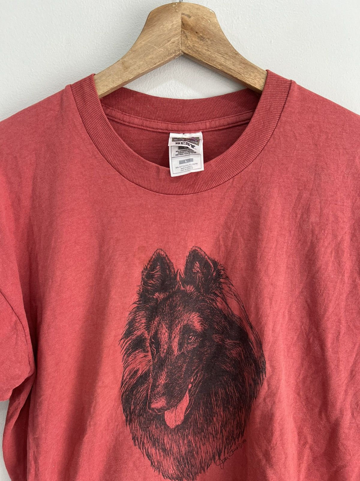 Vintage Vintage 90s Dog Collie Tee Shirt animal wolf Size US L / EU 52-54 / 3 - 4 Thumbnail