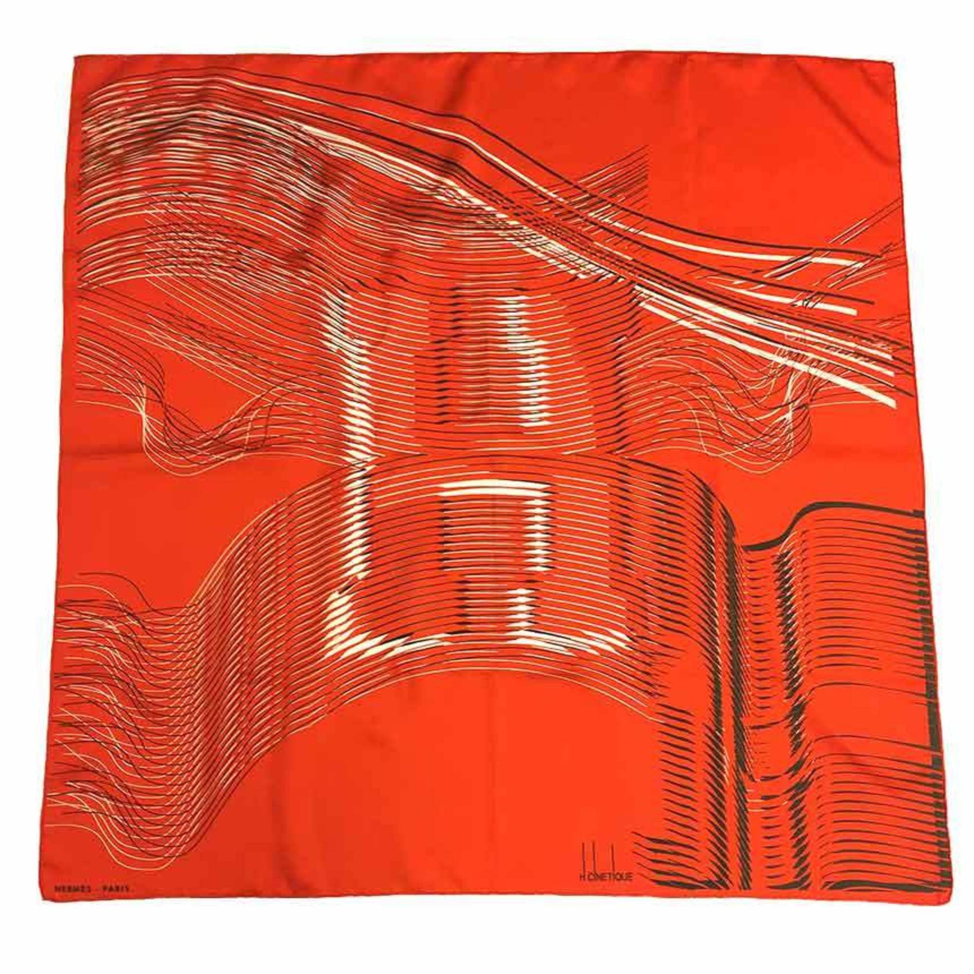 image of Hermes Carre 90 Scarf Muffler H Cinetique Orange 100% Silk Aq6294, Women's