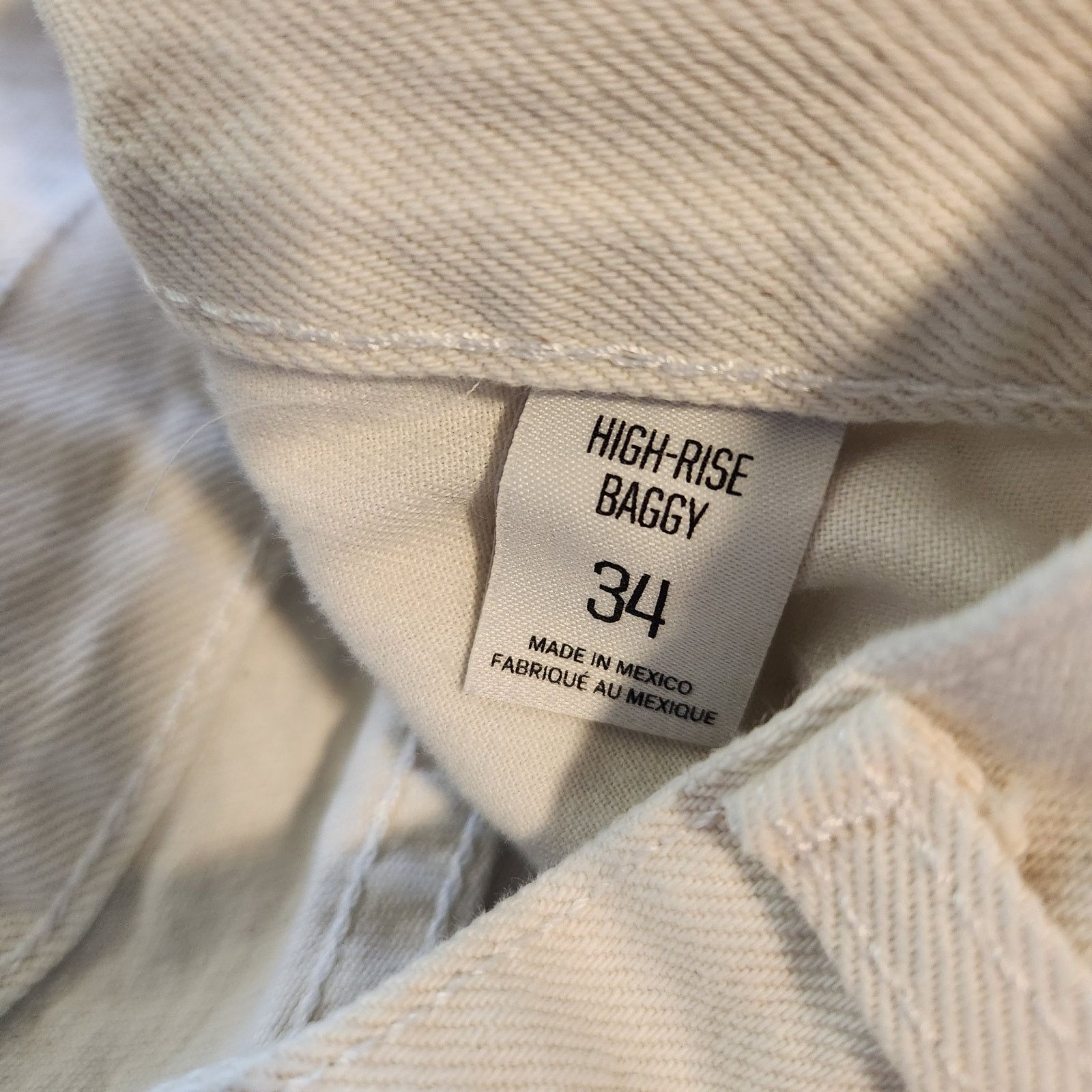 Bdg BDG Urban Outfitters Cream High Waisted Baggy Jeans 34 Size 40" / US 18 - 10 Thumbnail