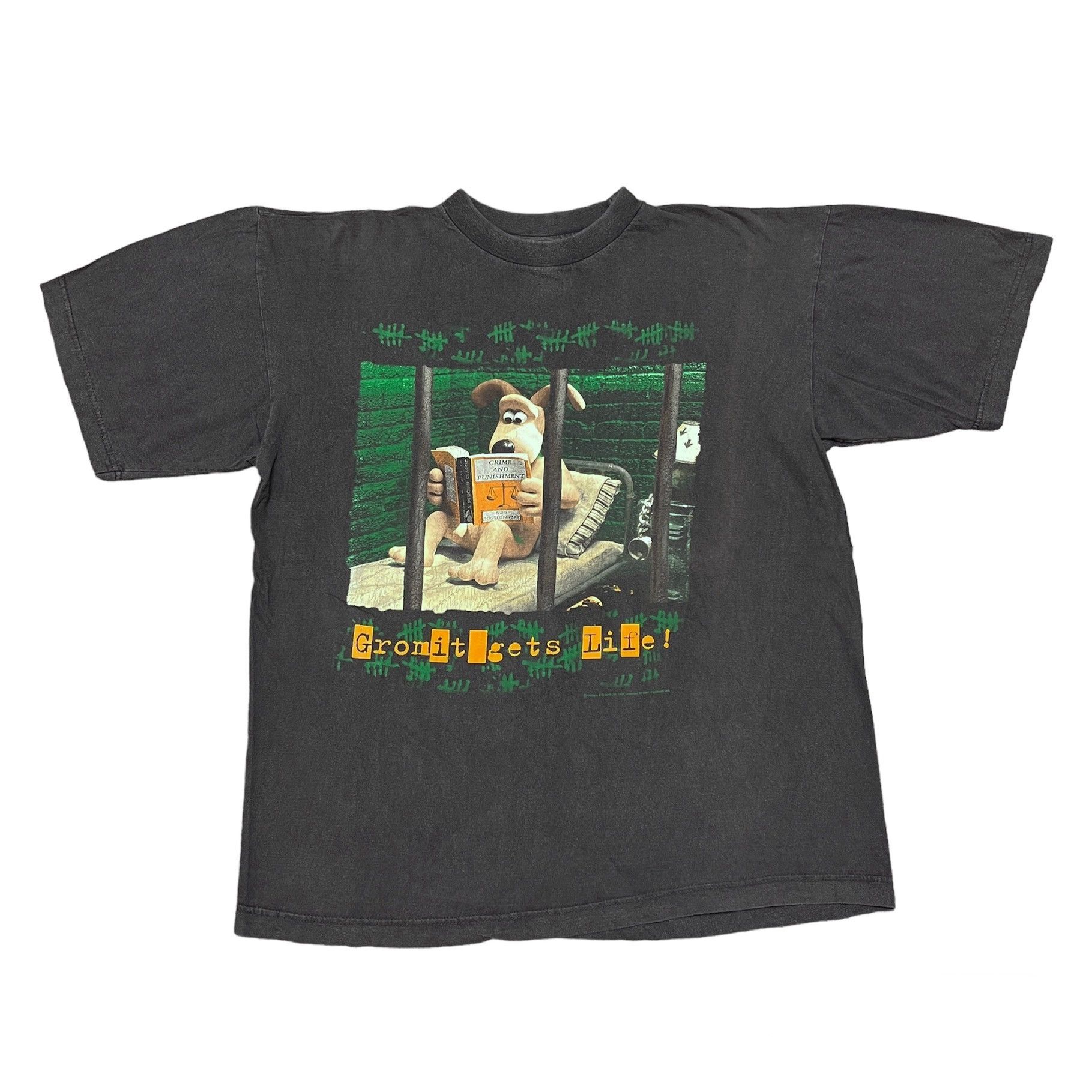 image of Cartoon Network x Movie 1989 Vintage Wallace And Gromit Shirt Vintage Movie Tees in Grey (Size XL)